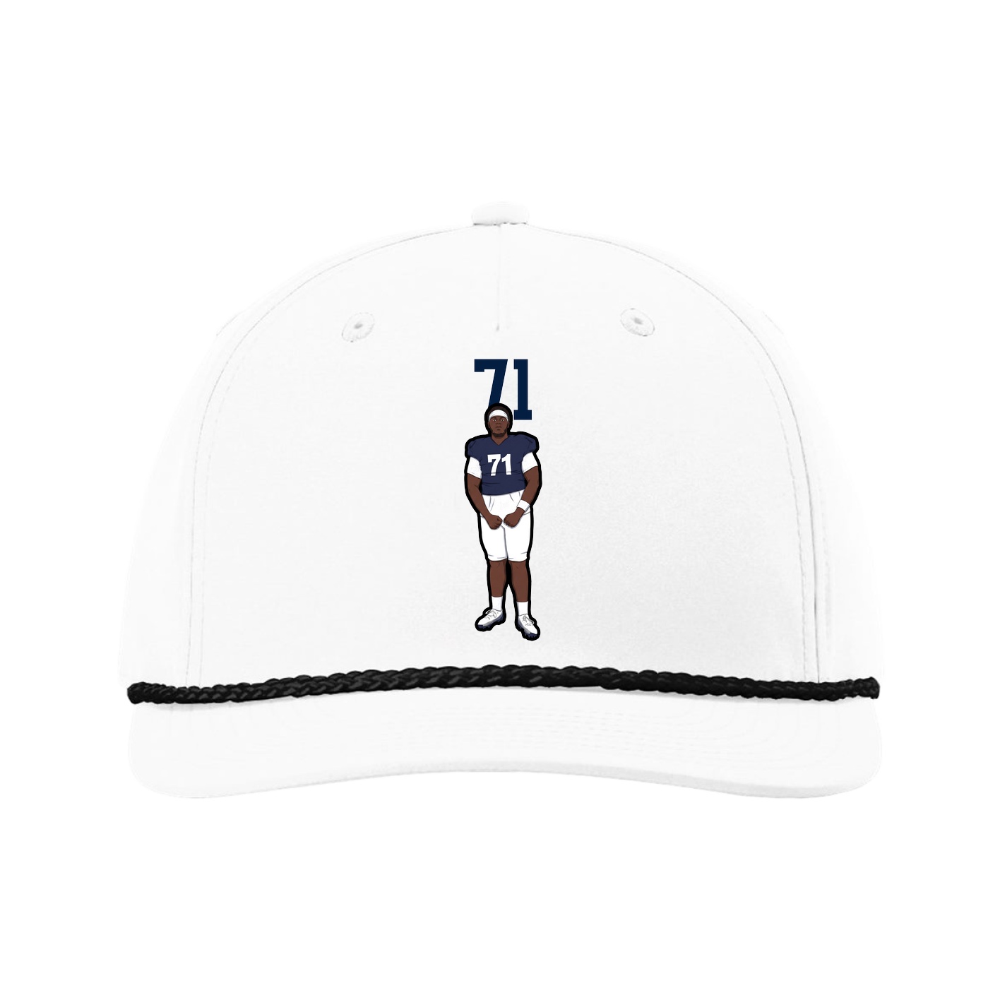 Five-Panel Classic Rope Cap — Number Top in White