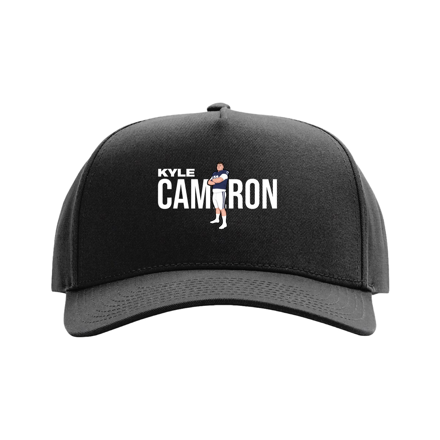 Full Fabric Five-Panel Champ Cap — Player Name in Black