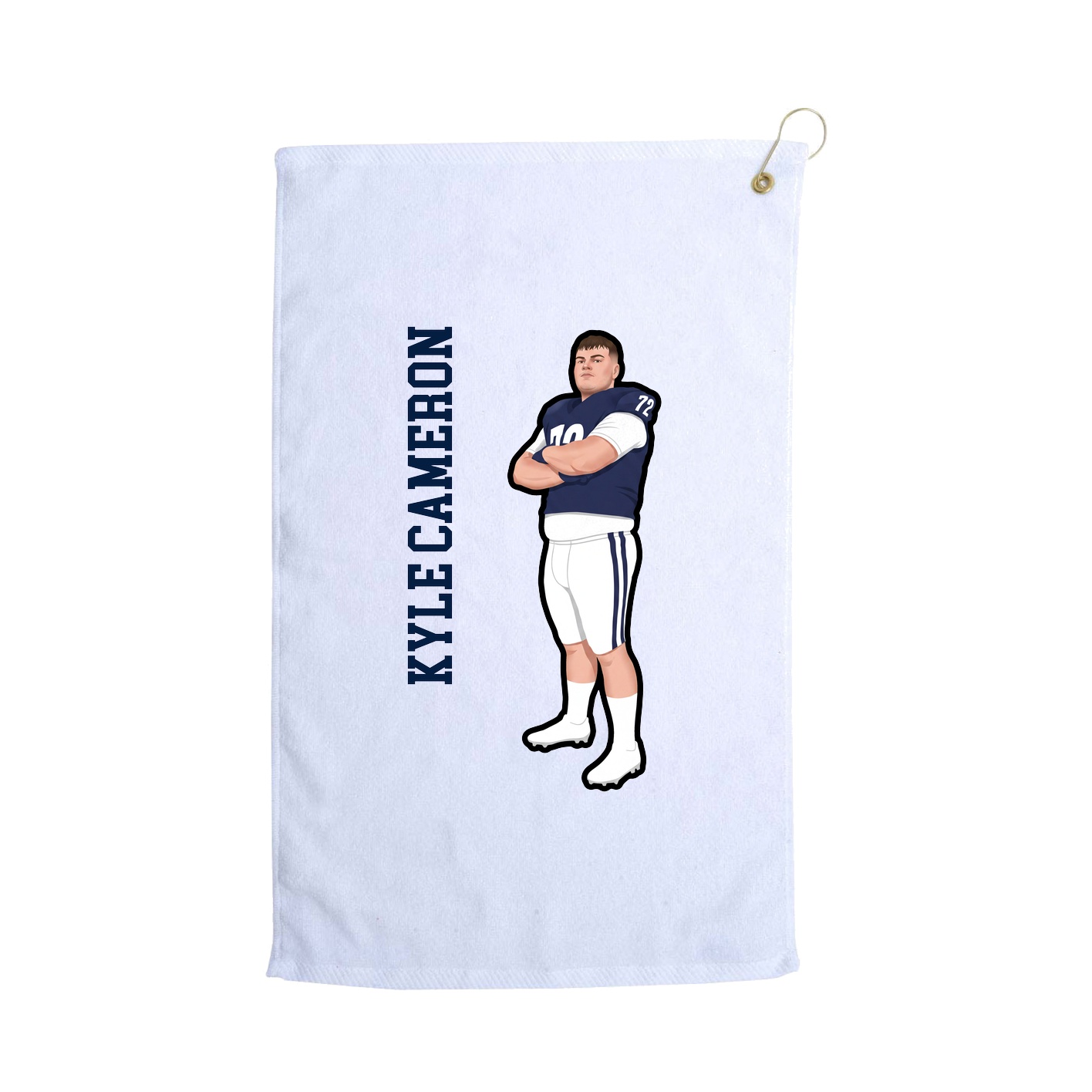 Golf Towel — Name Vertical in White