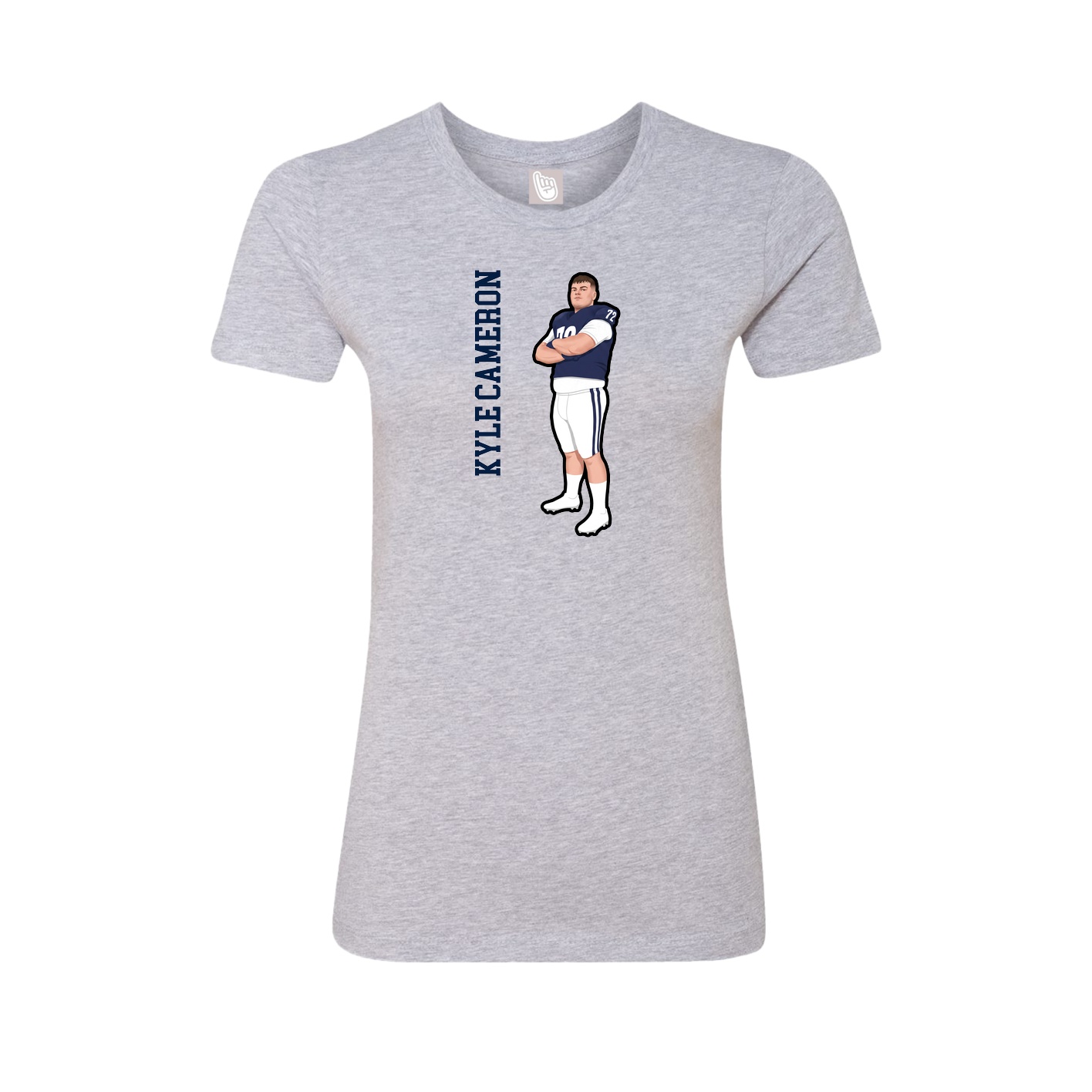Fitted Women's Tee — Name Vertical in Grey