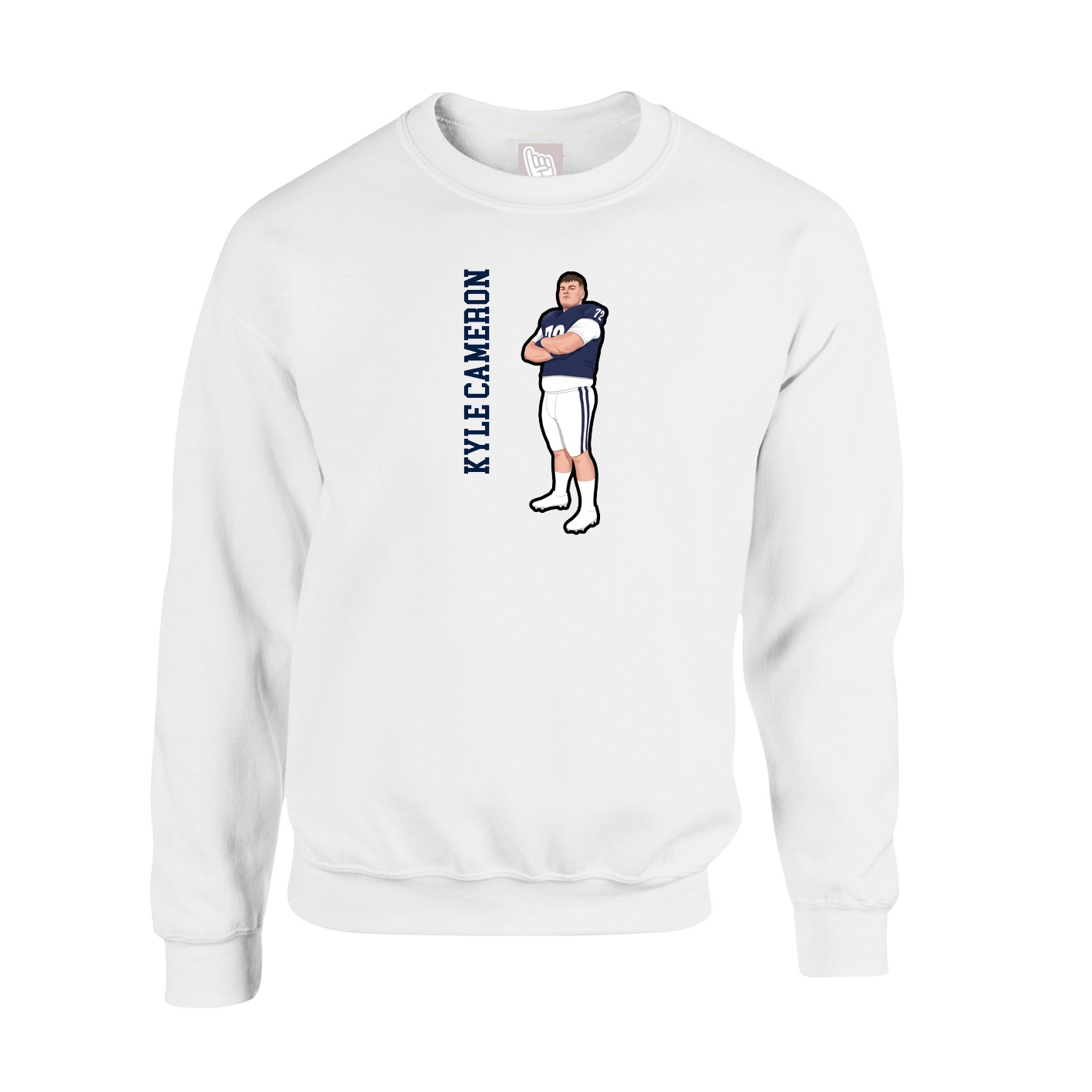 Fleece Crew — Name Vertical in White