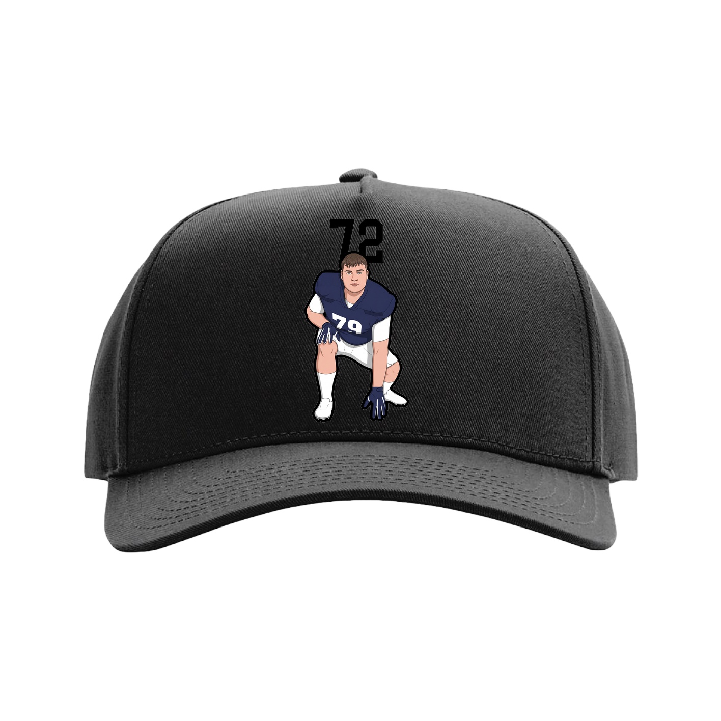 Full Fabric Five-Panel Champ Cap — Number Top in Black