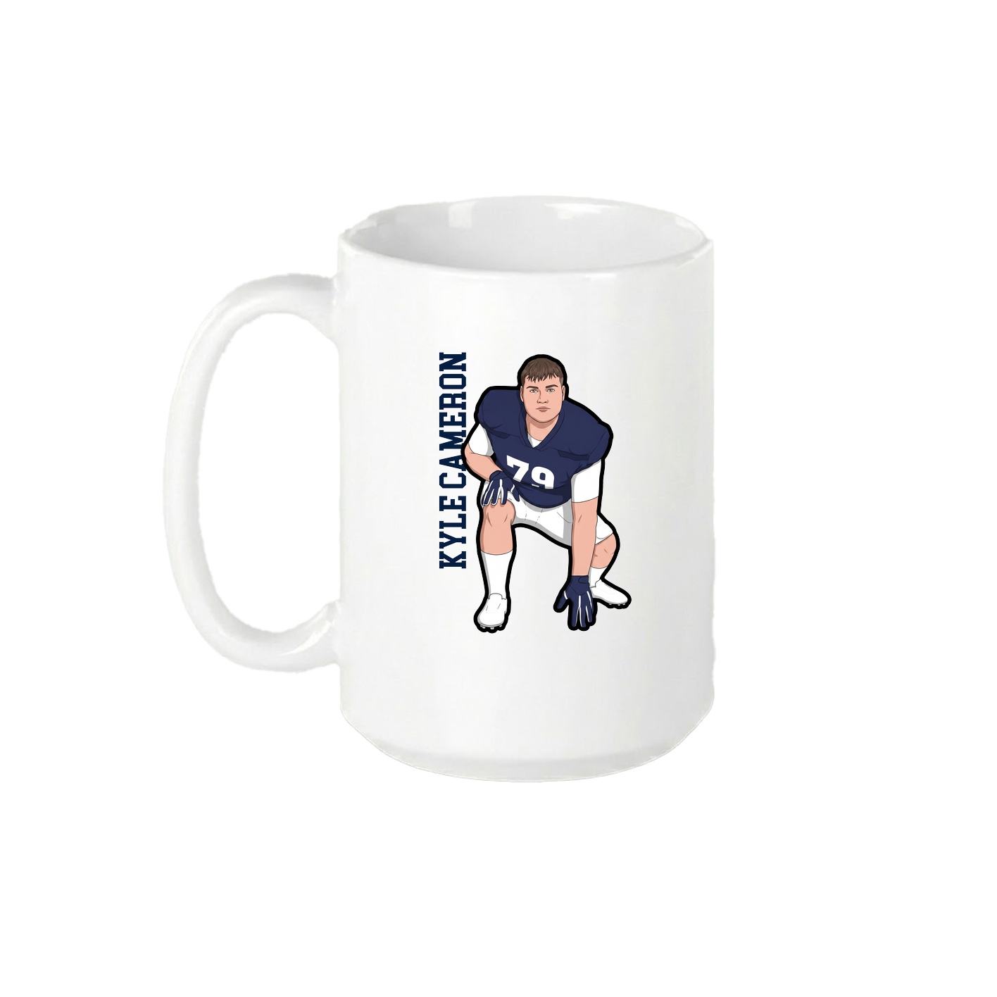 15oz Coffee Mug — Name Vertical in White