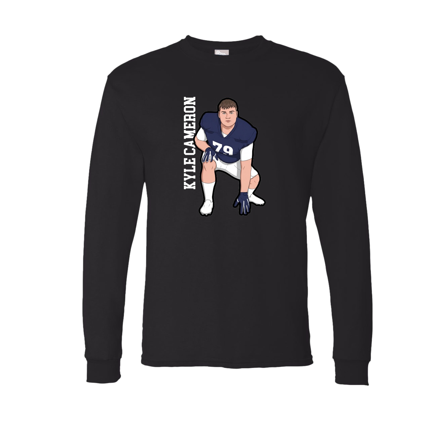Long Sleeve Tee — Name Vertical in Black
