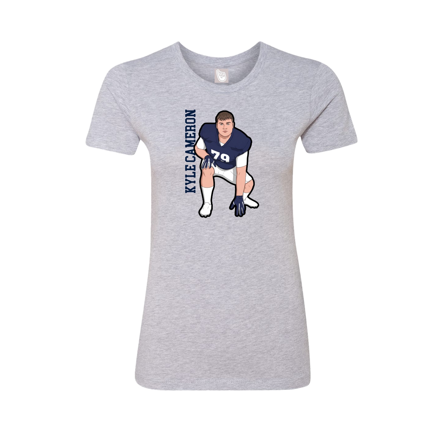 Fitted Women's Tee — Name Vertical in Grey