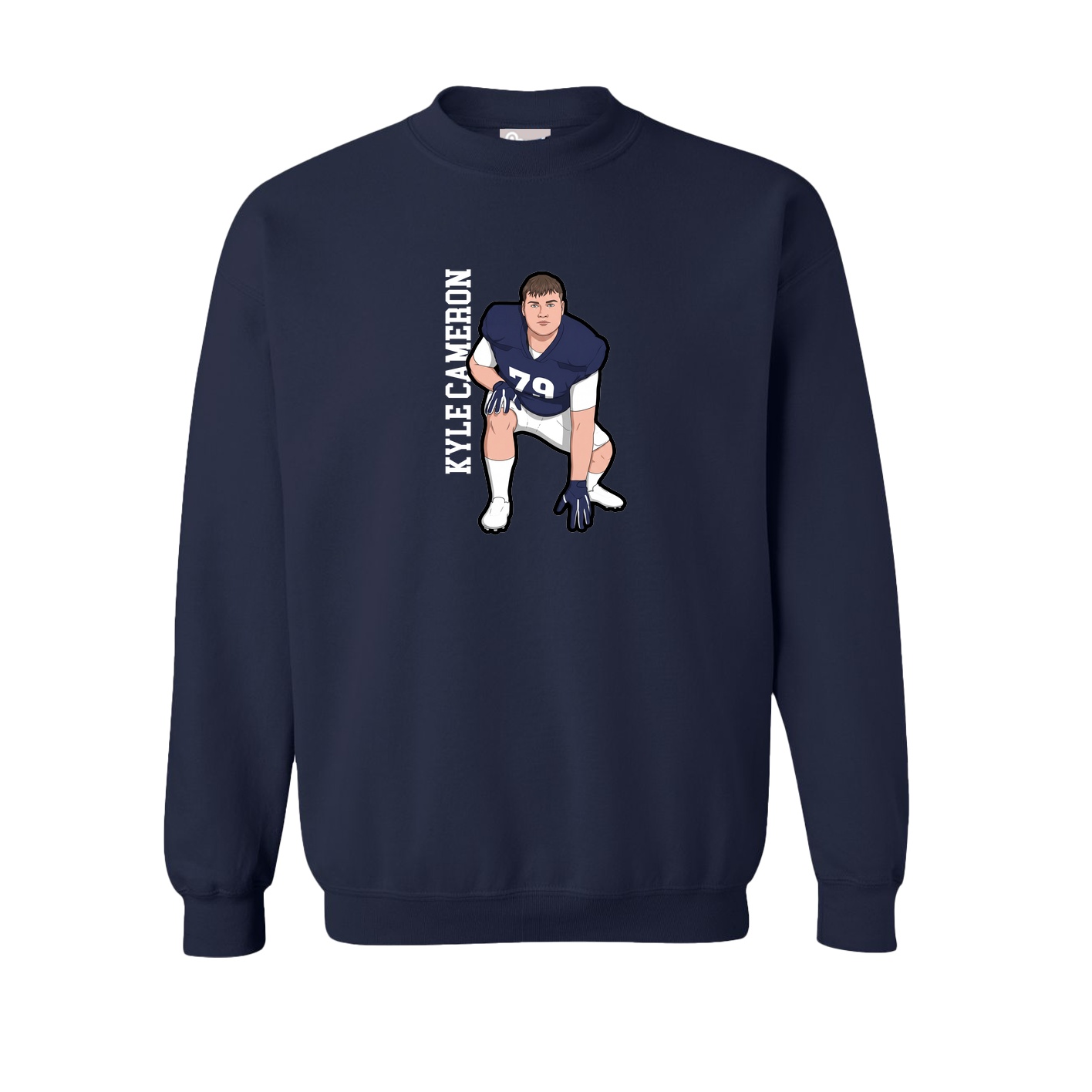 Fleece Crew — Name Vertical in Navy