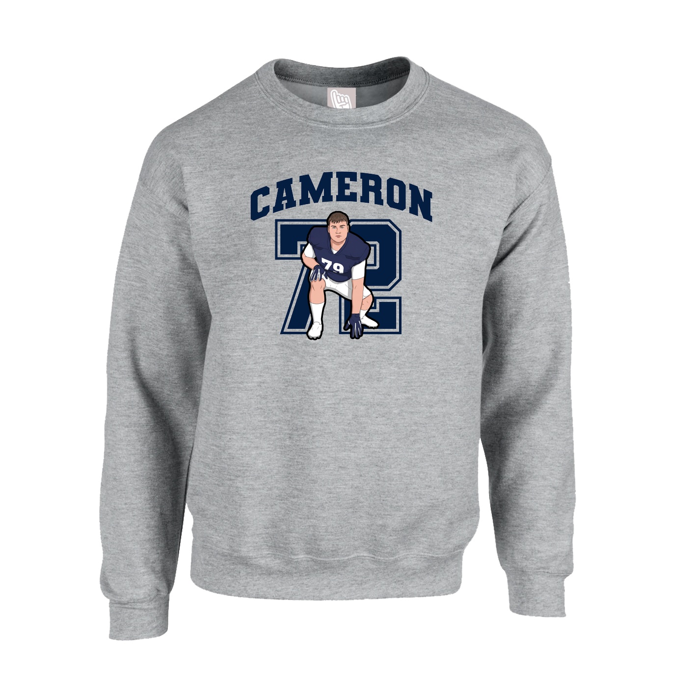 Fleece Crew — Number in Grey