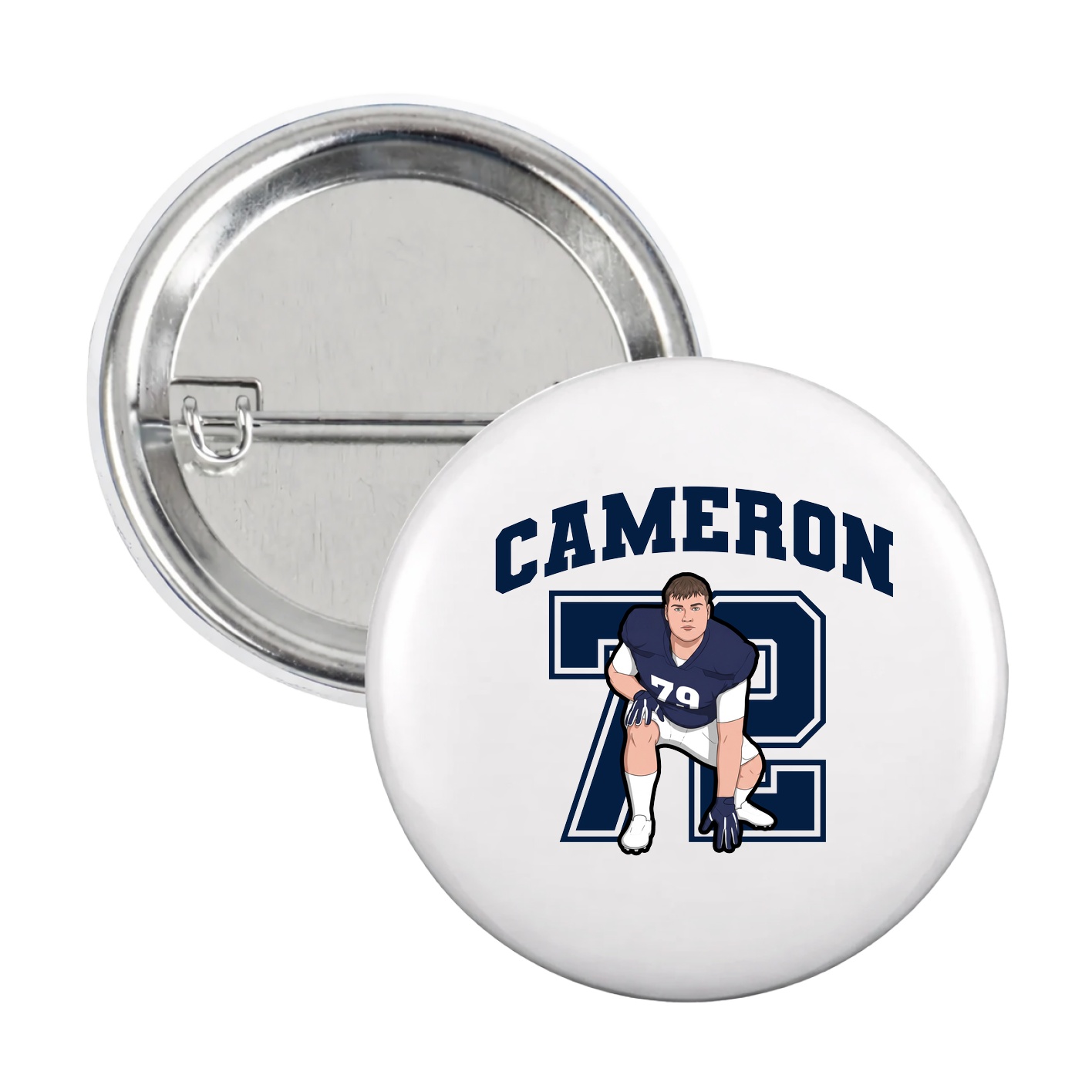 Game Day Button — Number in White