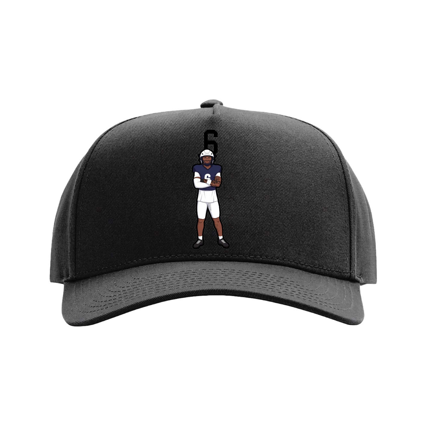 Full Fabric Five-Panel Champ Cap — Number Top in Black