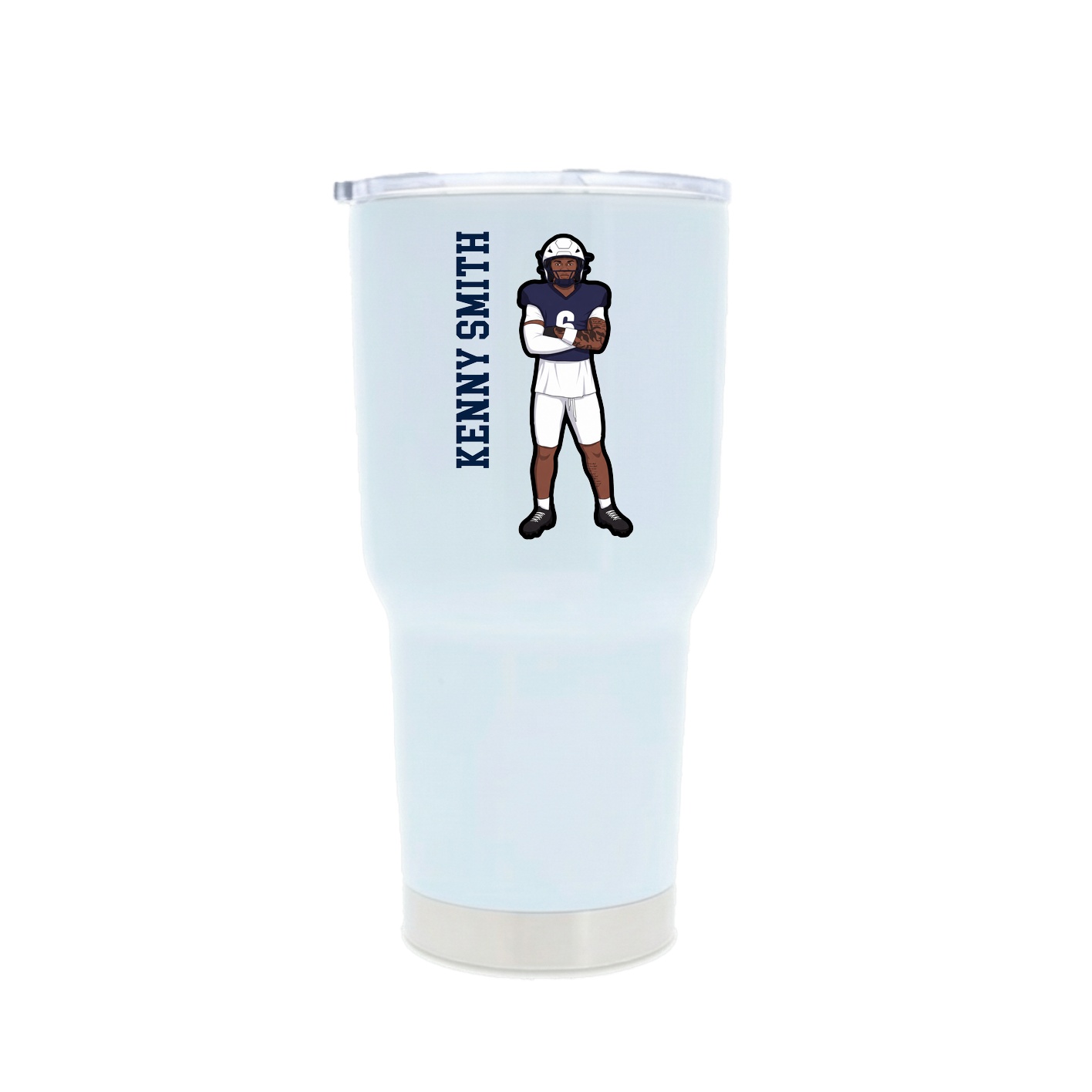 30oz Stainless Steel Tumbler — Name Vertical in White