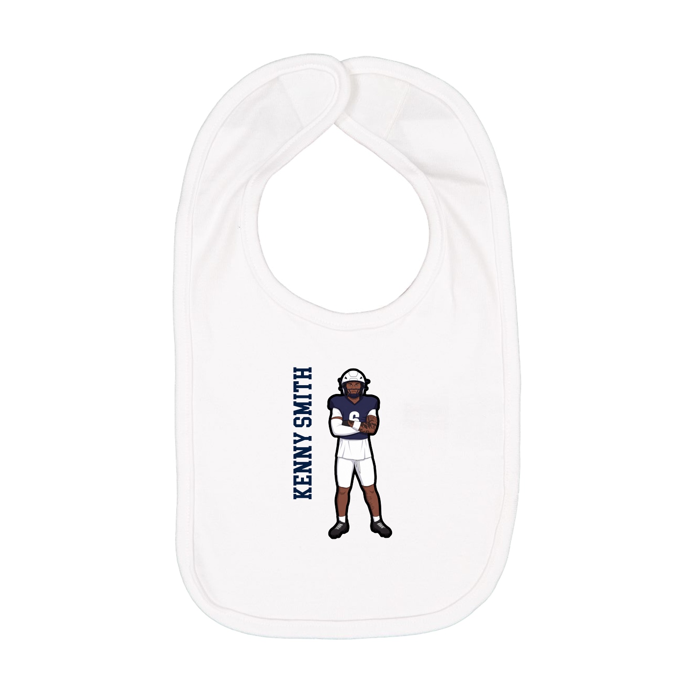 Infant Bib — Name Vertical in White