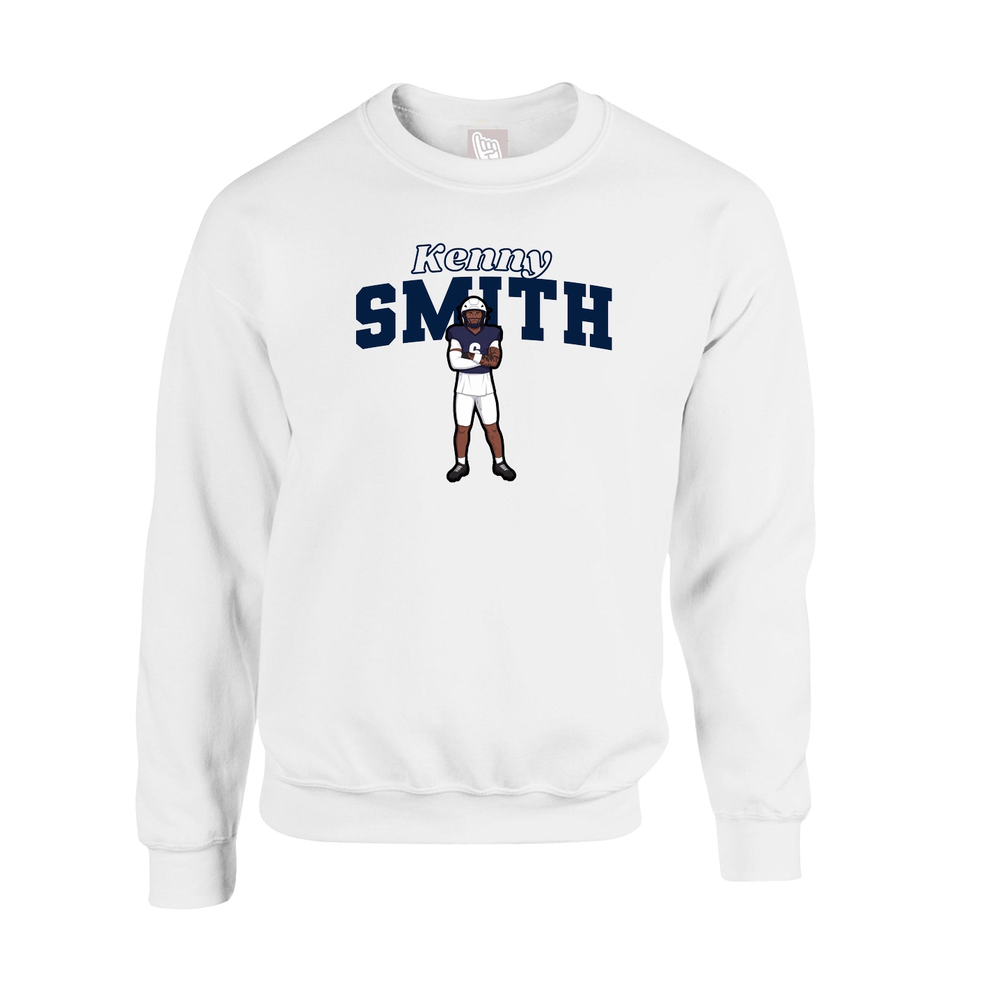 Fleece Crew — Name Arch in White