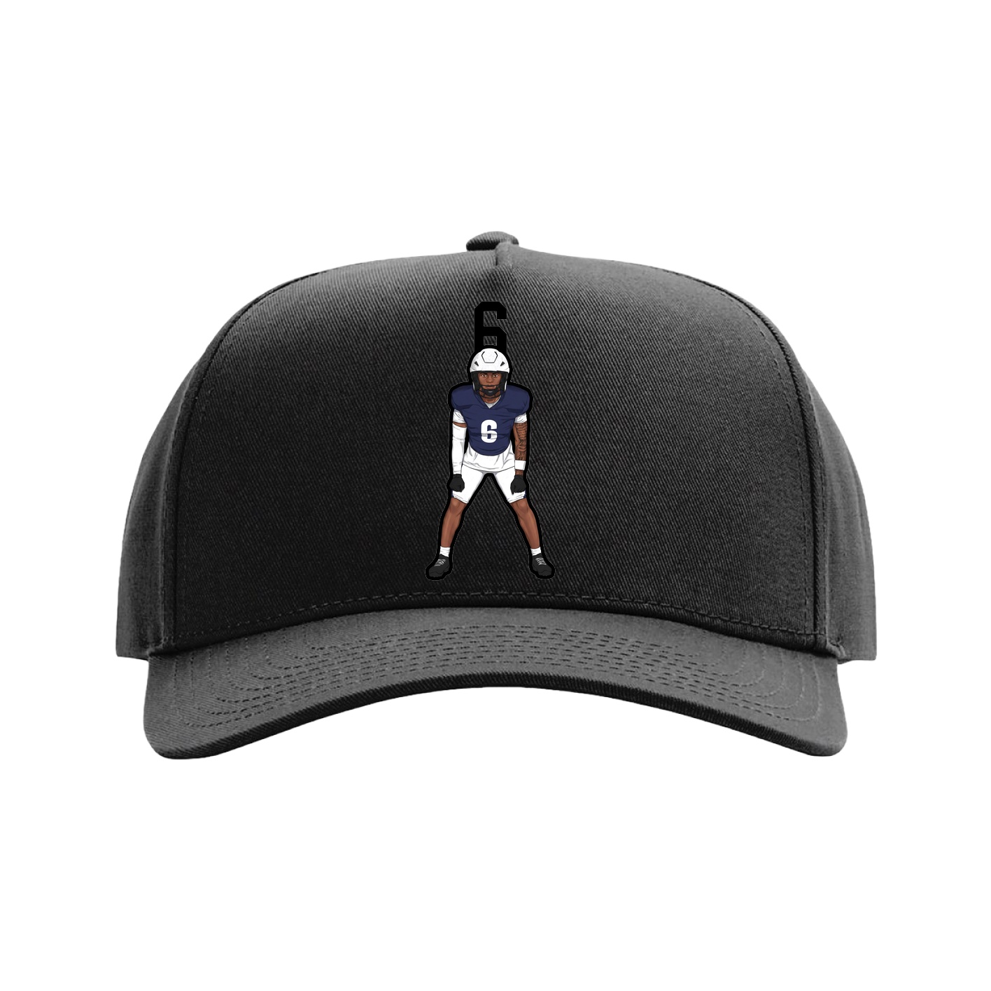 Full Fabric Five-Panel Champ Cap — Number Top in Black