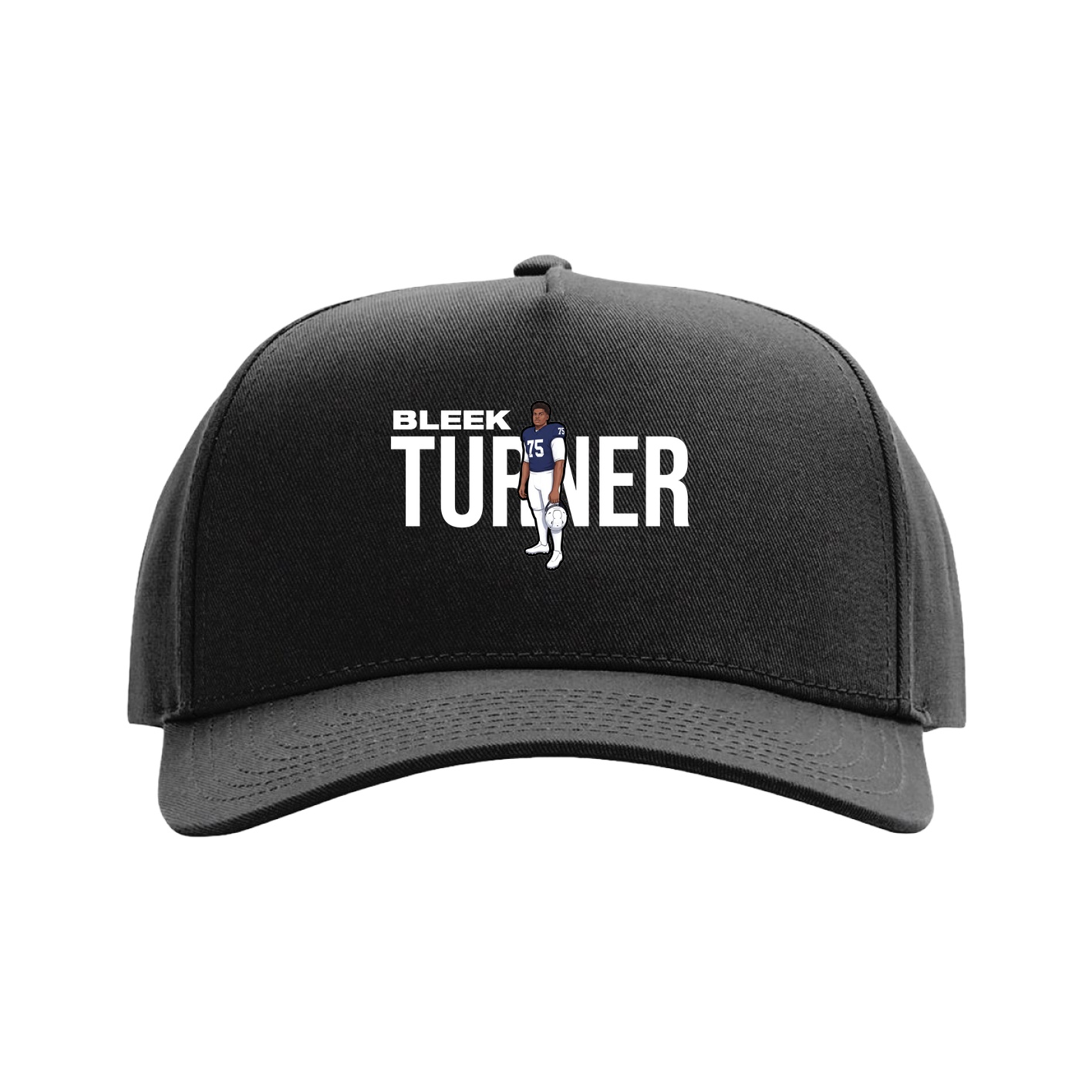 Full Fabric Five-Panel Champ Cap — Player Name in Black