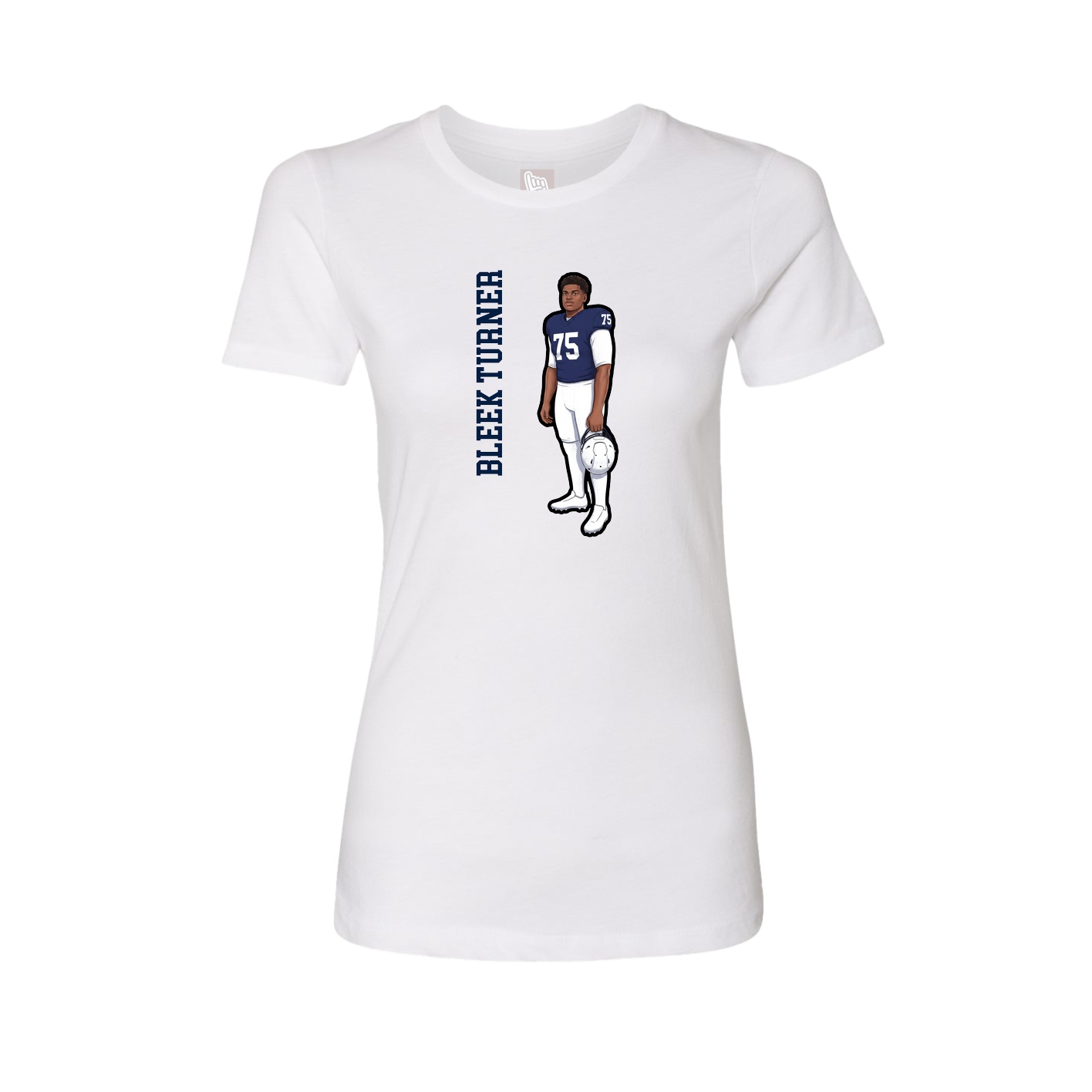 Fitted Women's Tee — Name Vertical in White