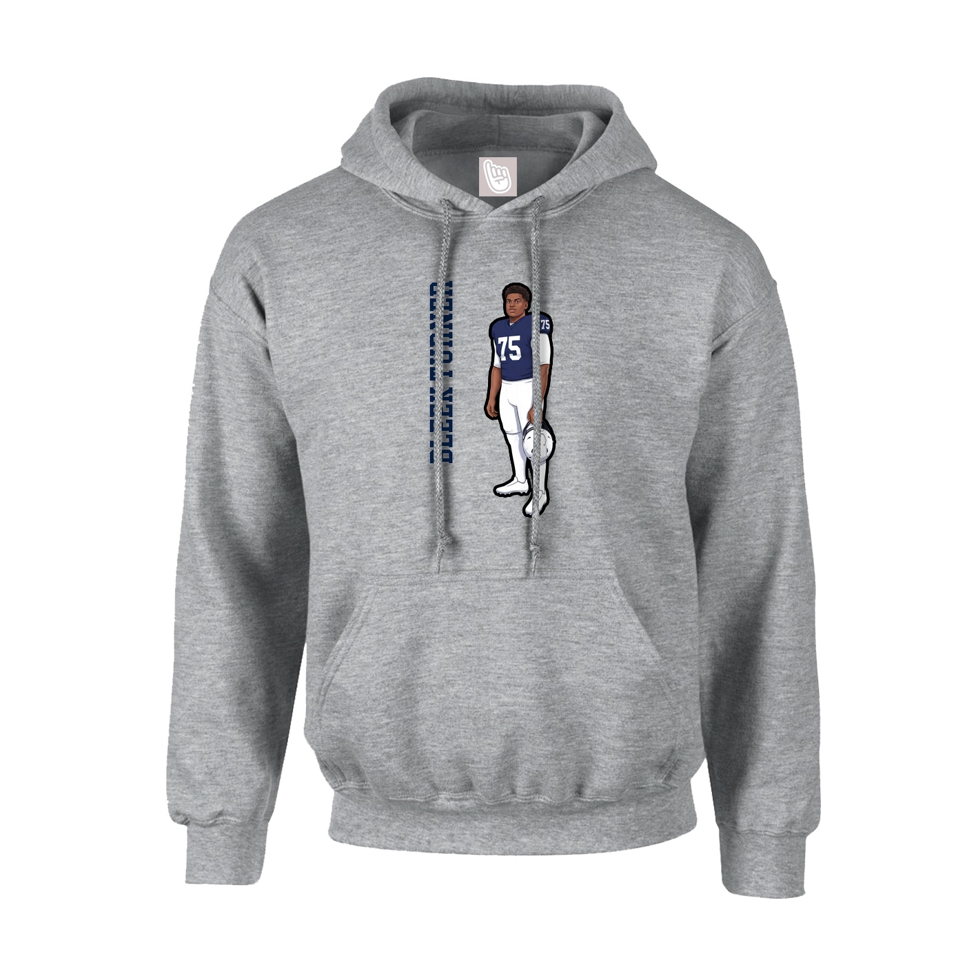 Hoodie — Name Vertical in Grey