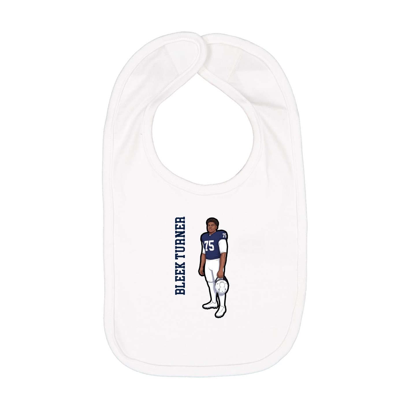 Infant Bib — Name Vertical in White