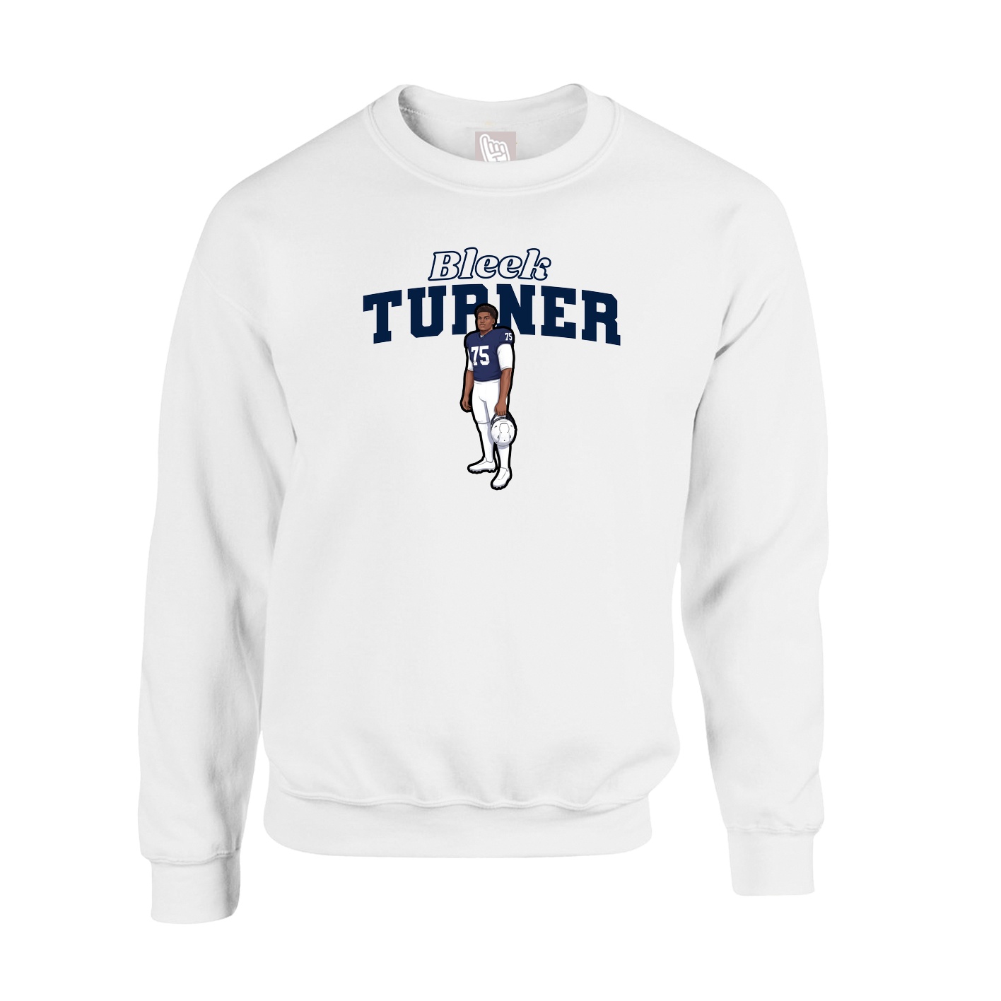 Fleece Crew — Name Arch in White