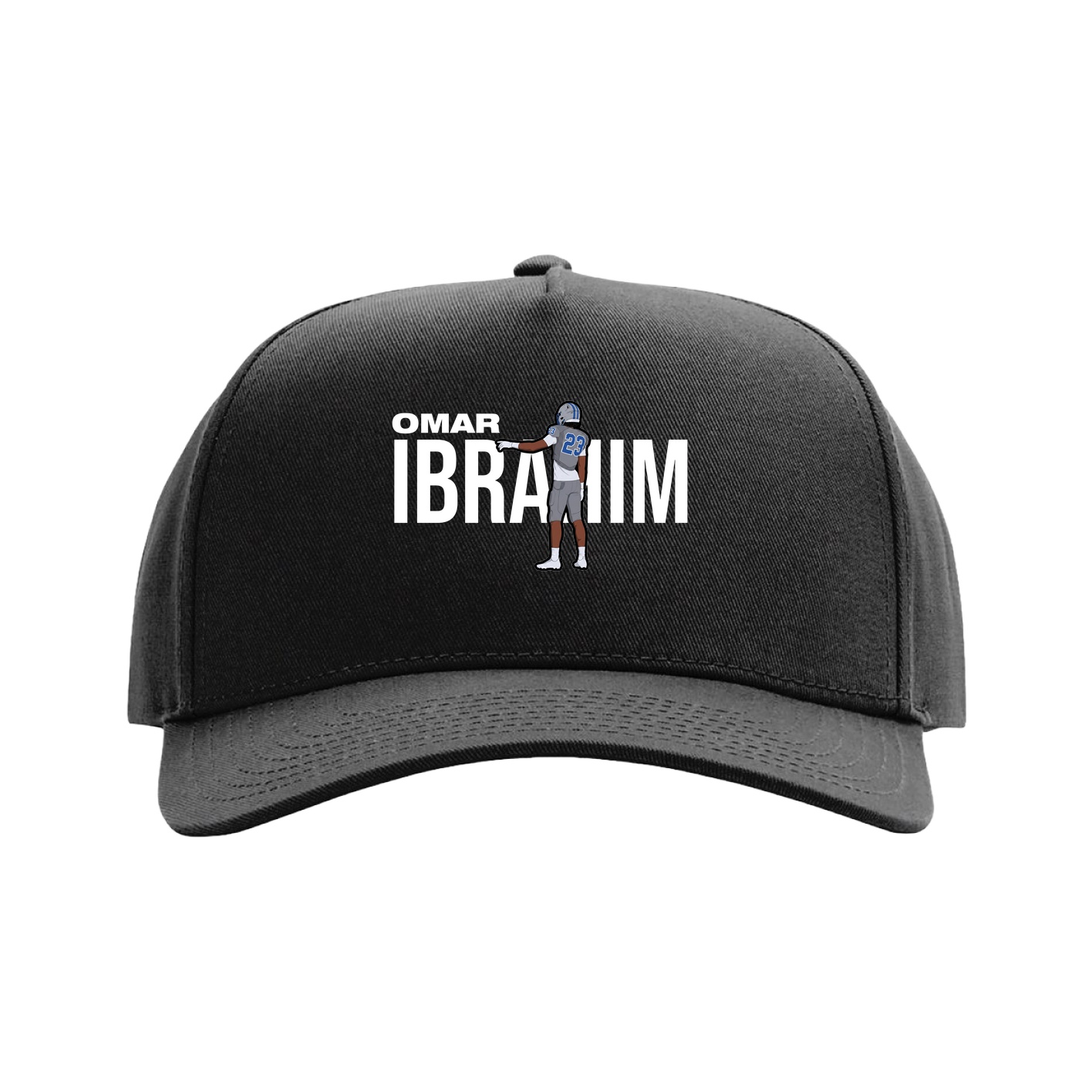 Full Fabric Five-Panel Champ Cap — Player Name in Black