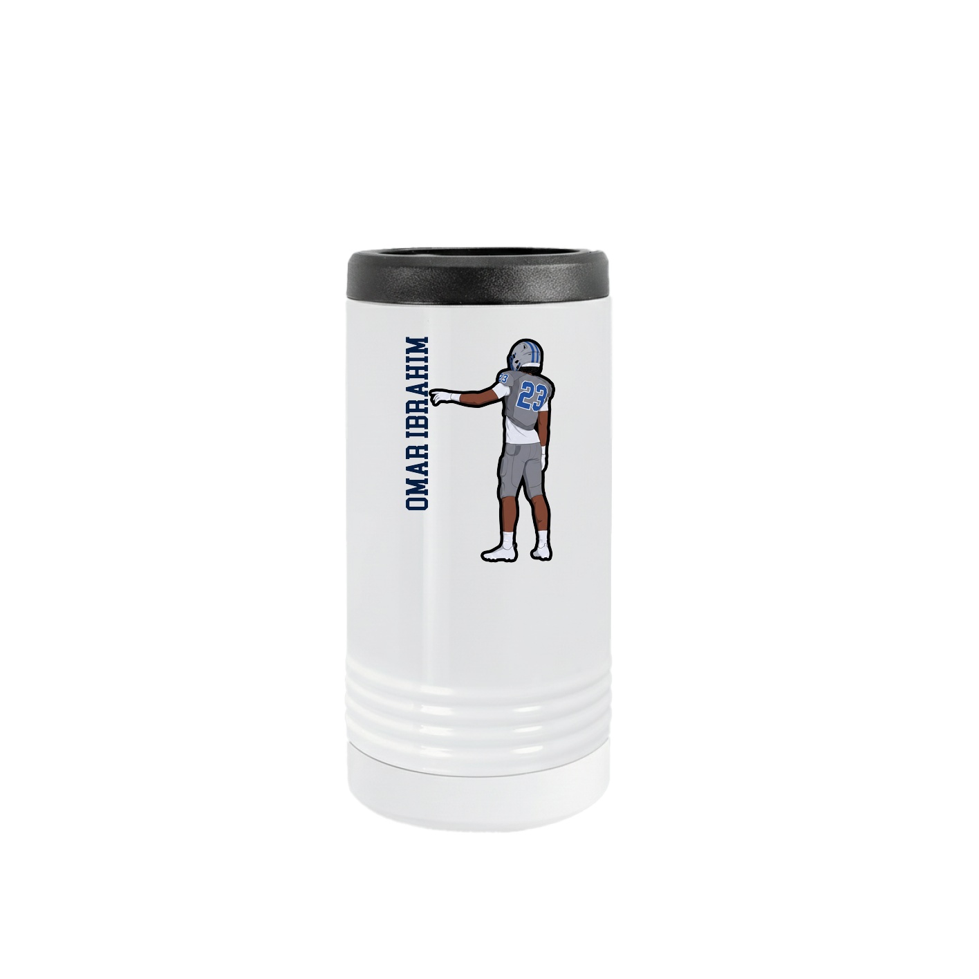 Slim Beverage Holder — Name Vertical in White