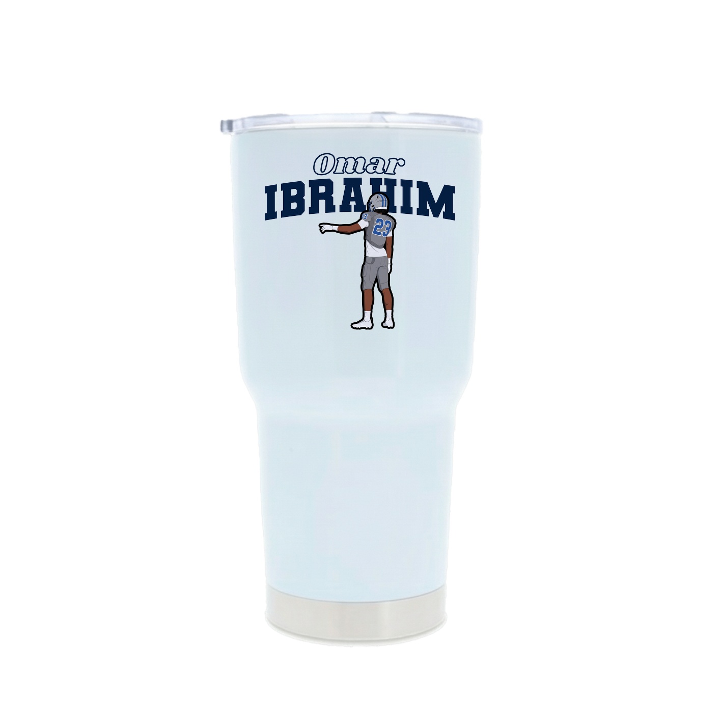30oz Stainless Steel Tumbler — Name Arch in White