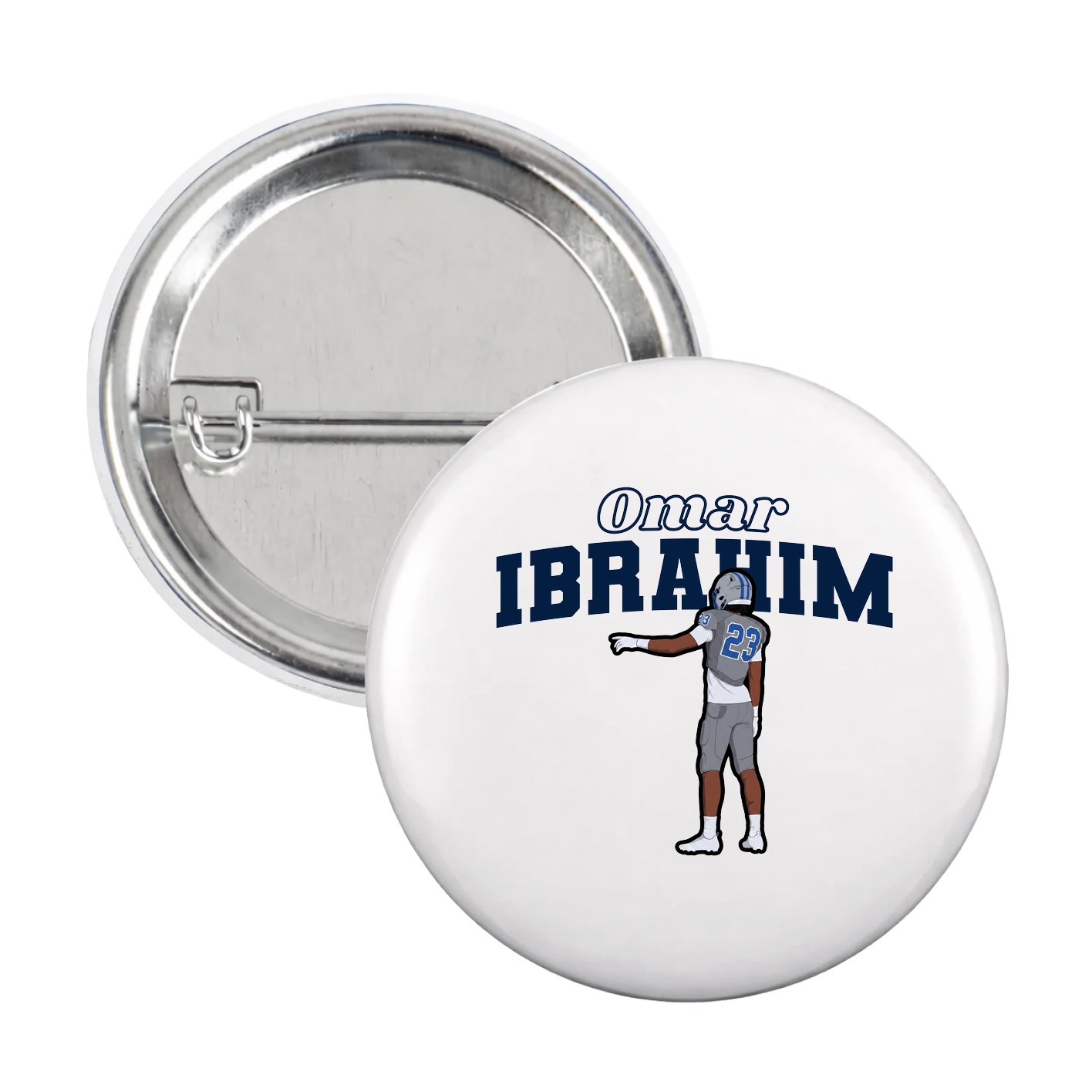 Game Day Button — Name Arch in White
