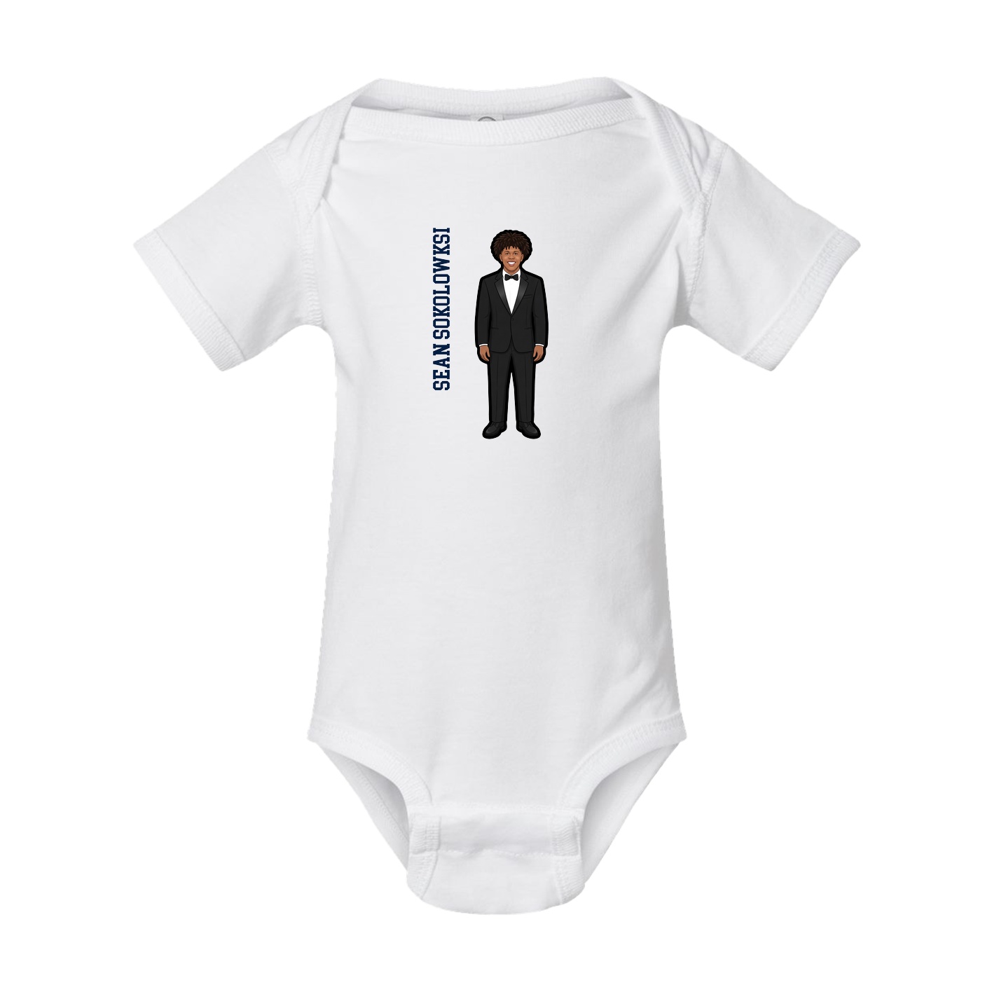 Baby Onesie — Name Vertical in White