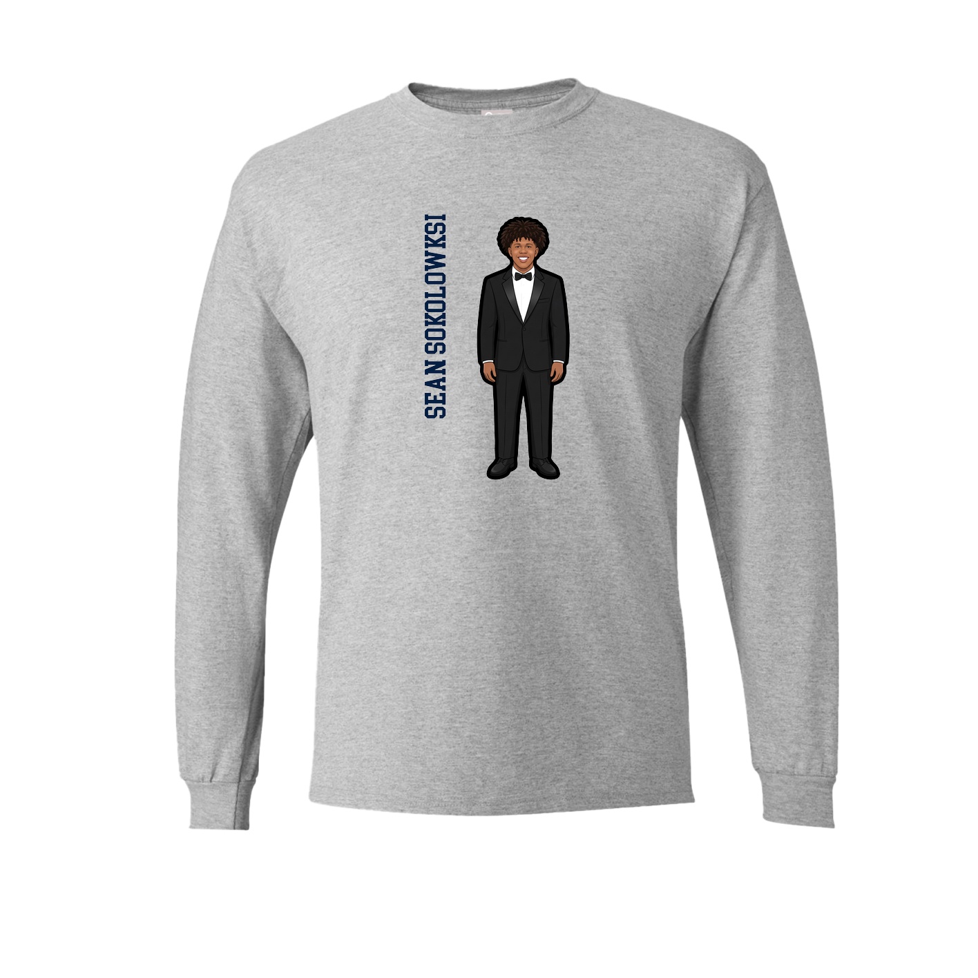 Long Sleeve Tee — Name Vertical in Grey