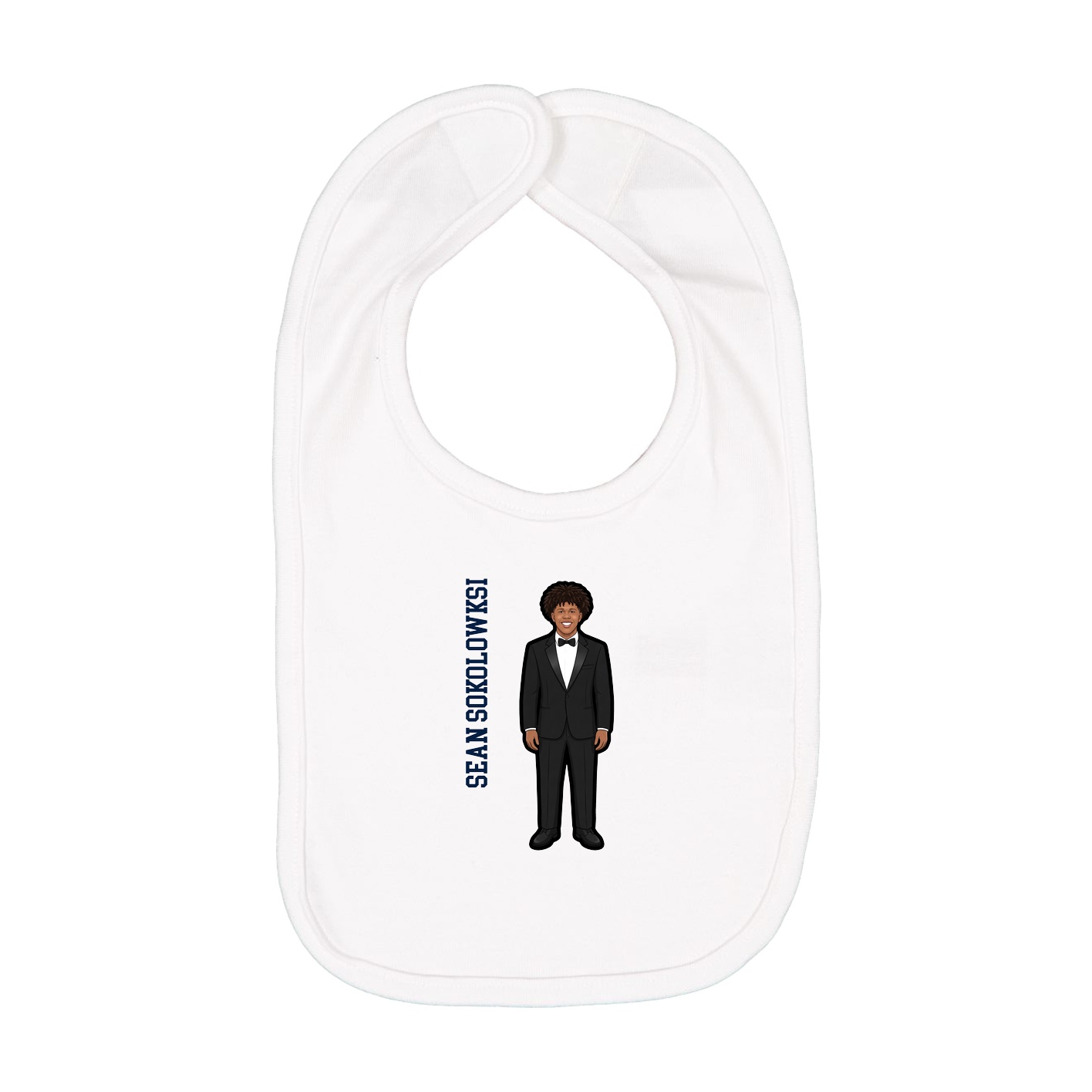 Infant Bib — Name Vertical in White
