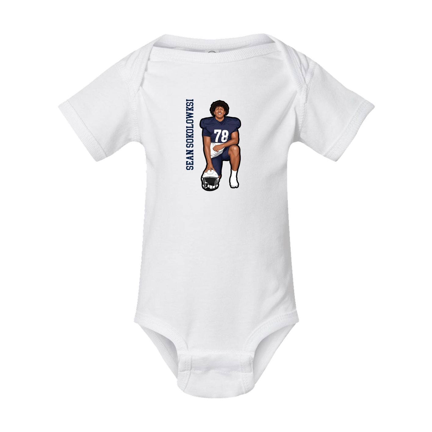 Baby Onesie — Name Vertical in White
