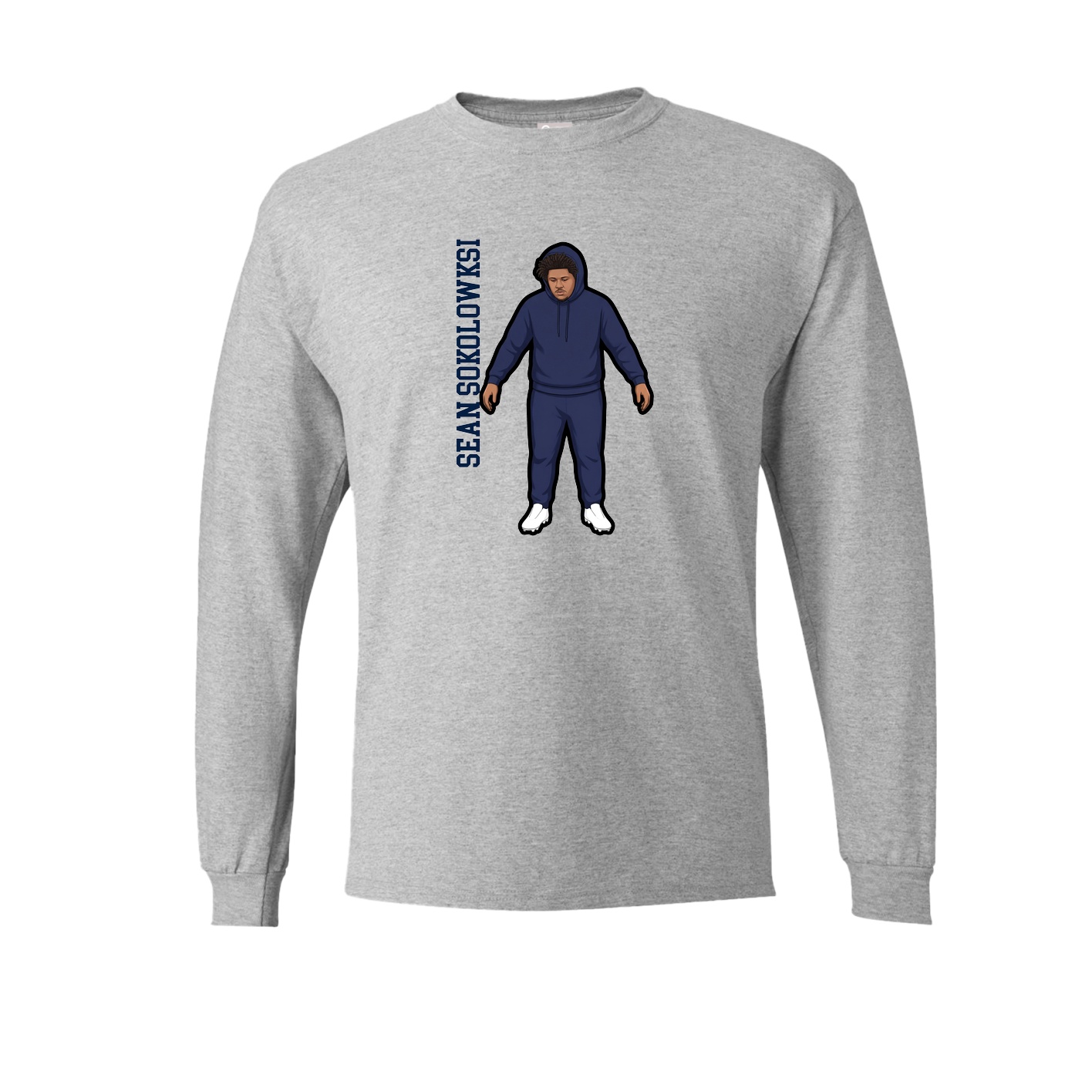 Long Sleeve Tee — Name Vertical in Grey