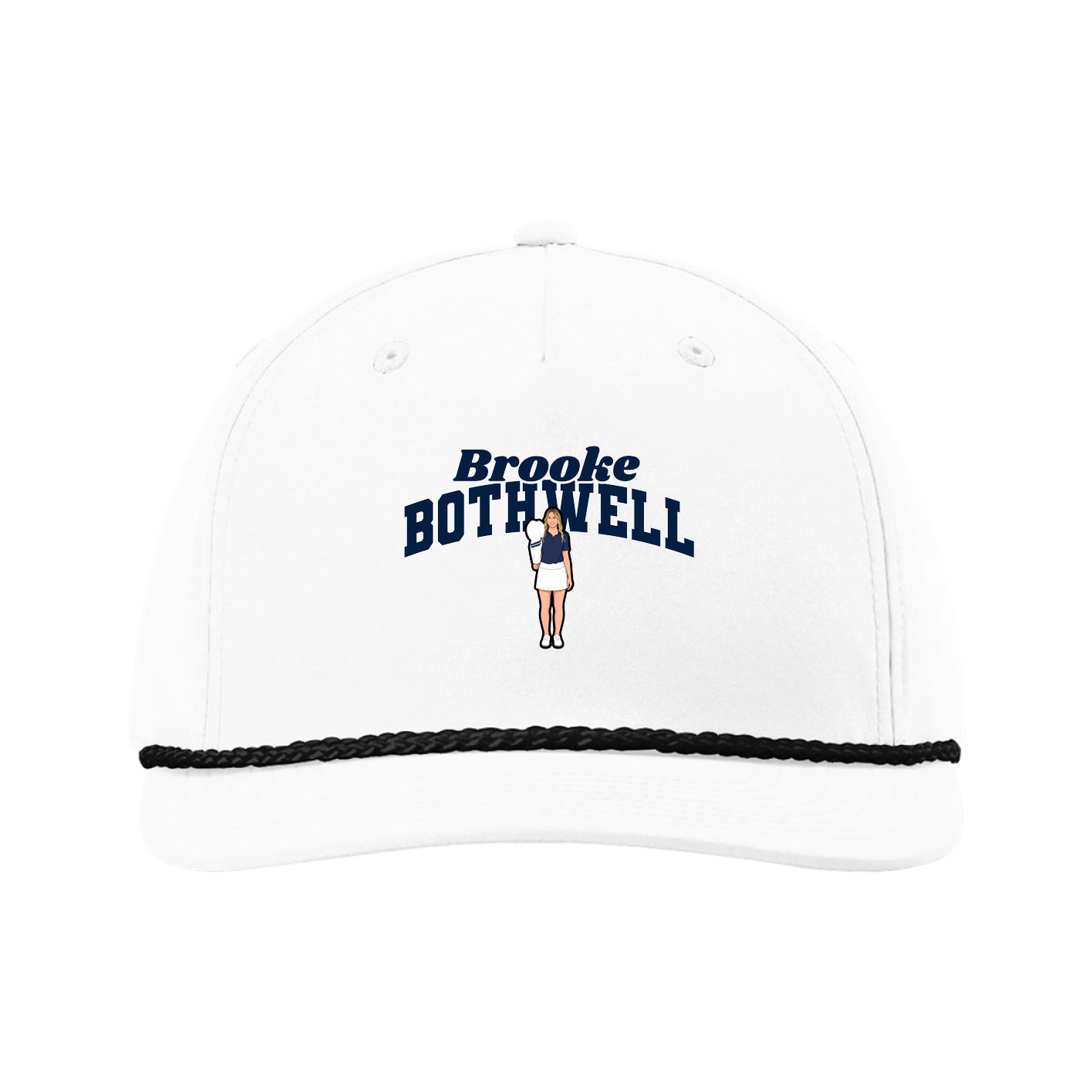 Five-Panel Classic Rope Cap — Signature Arch in White