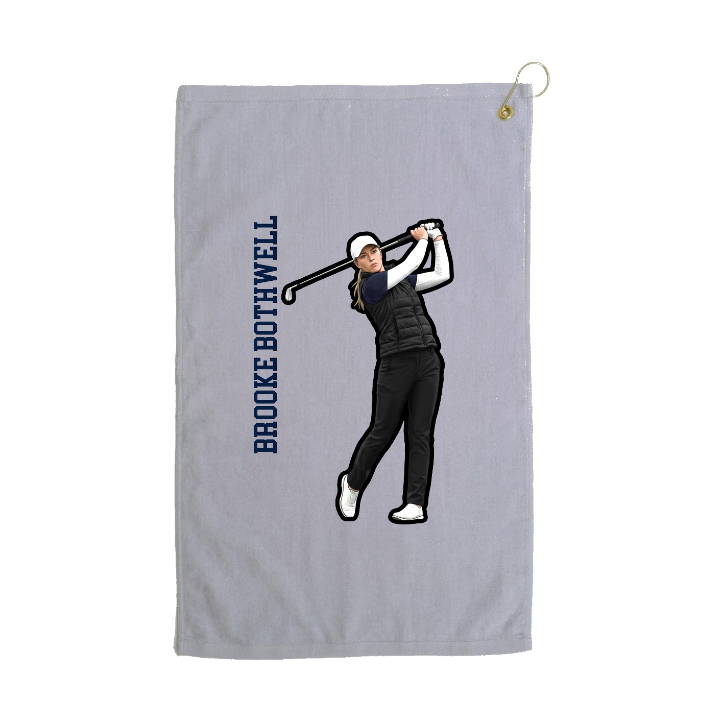 Golf Towel — Name Vertical in Grey