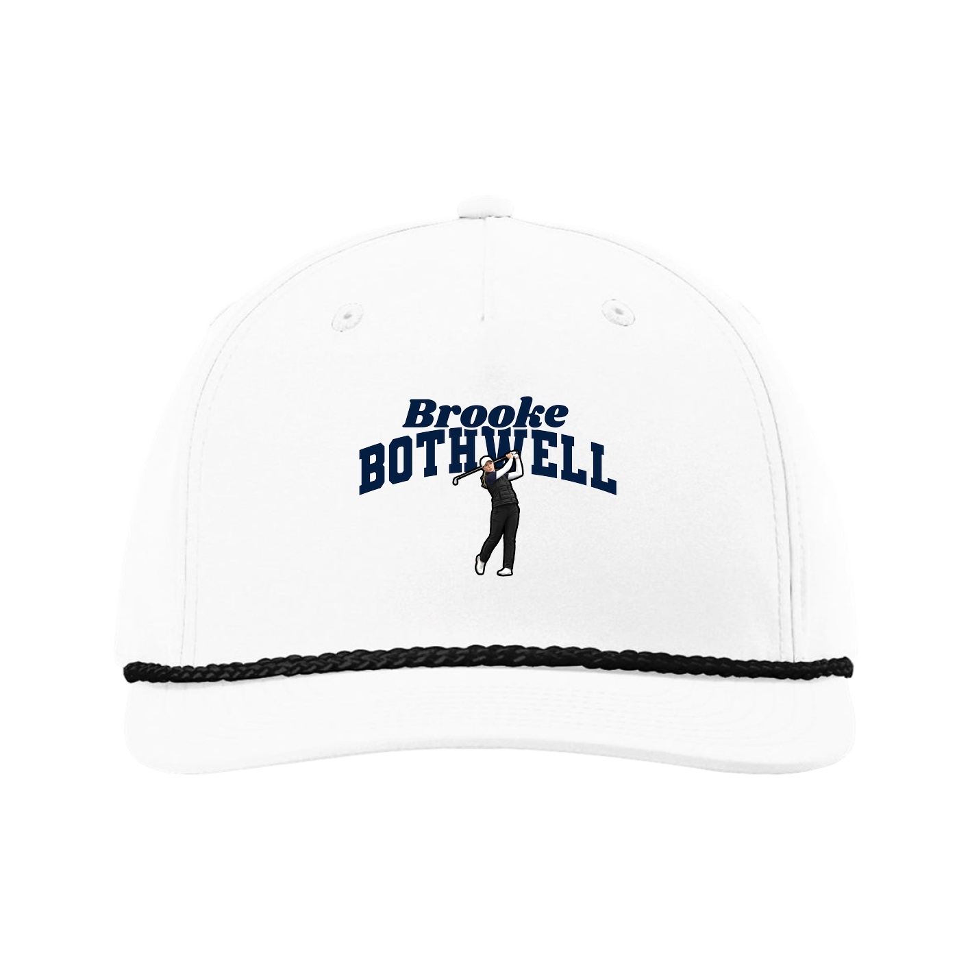 Five-Panel Classic Rope Cap — Signature Arch in White