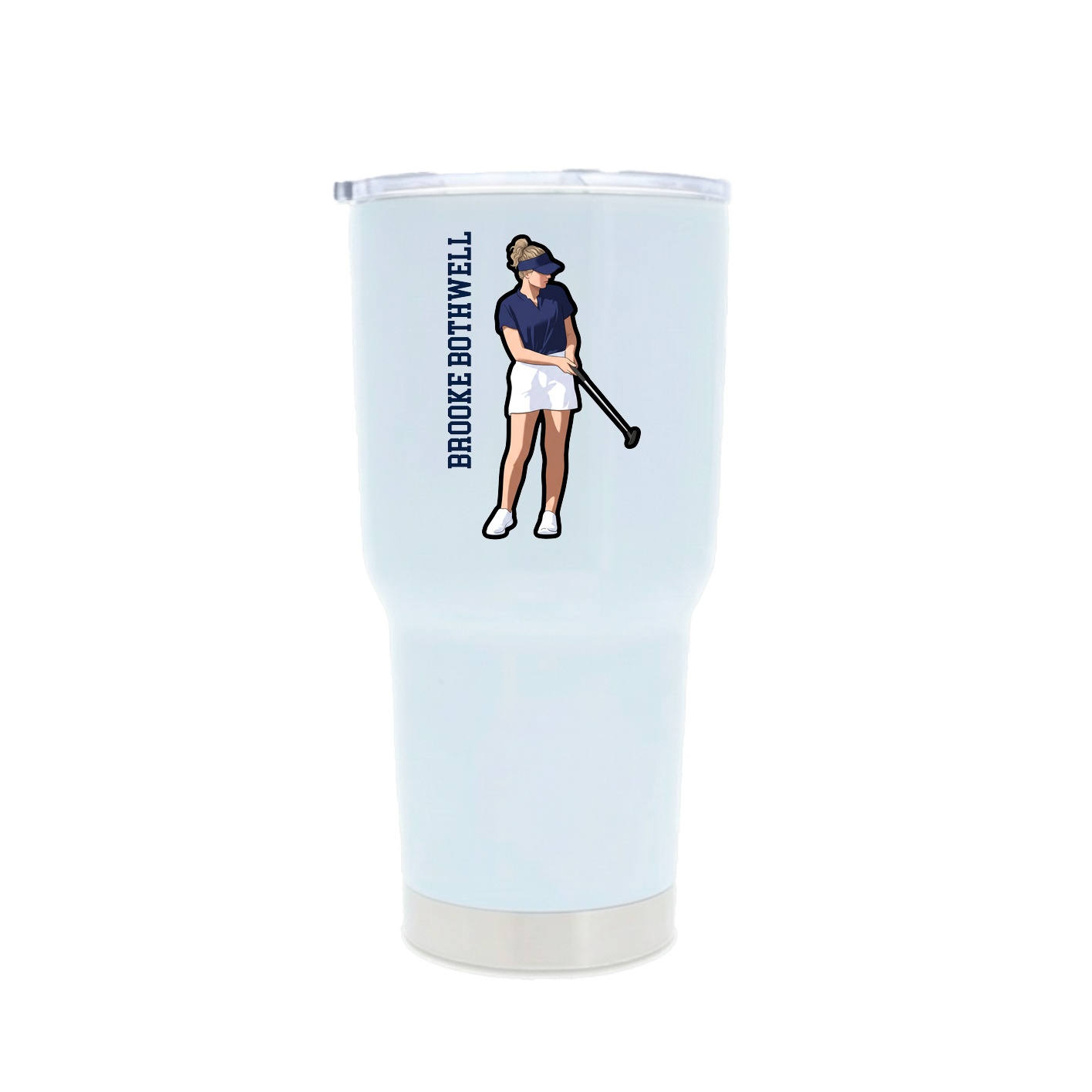 30oz Stainless Steel Tumbler — Name Vertical in White