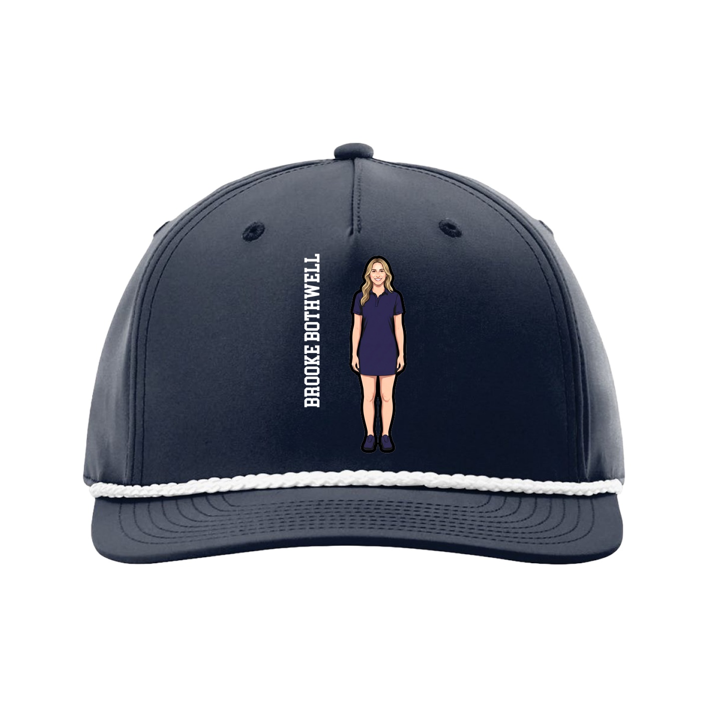 Five-Panel Classic Rope Cap — Name Vertical in Navy