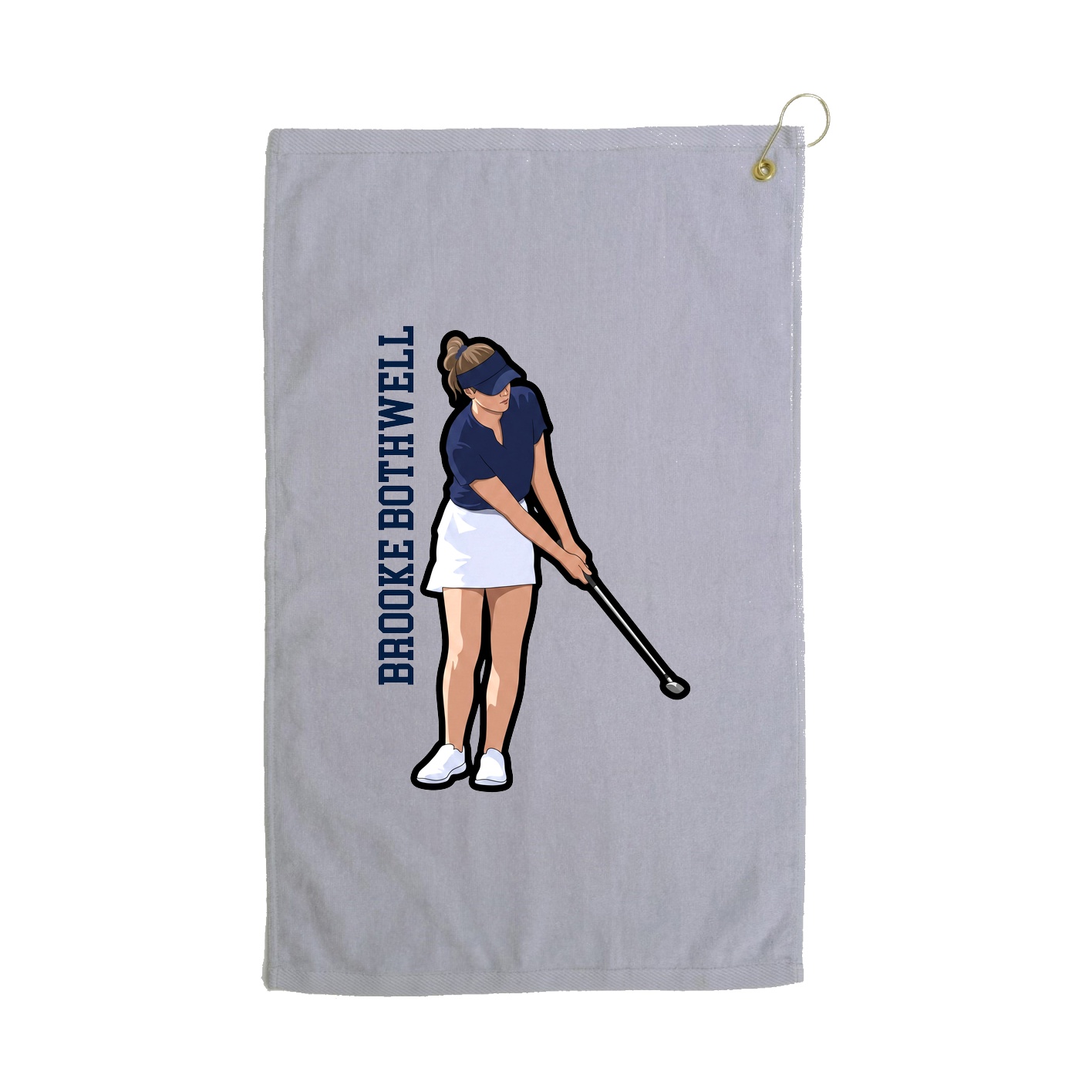Golf Towel — Name Vertical in Grey