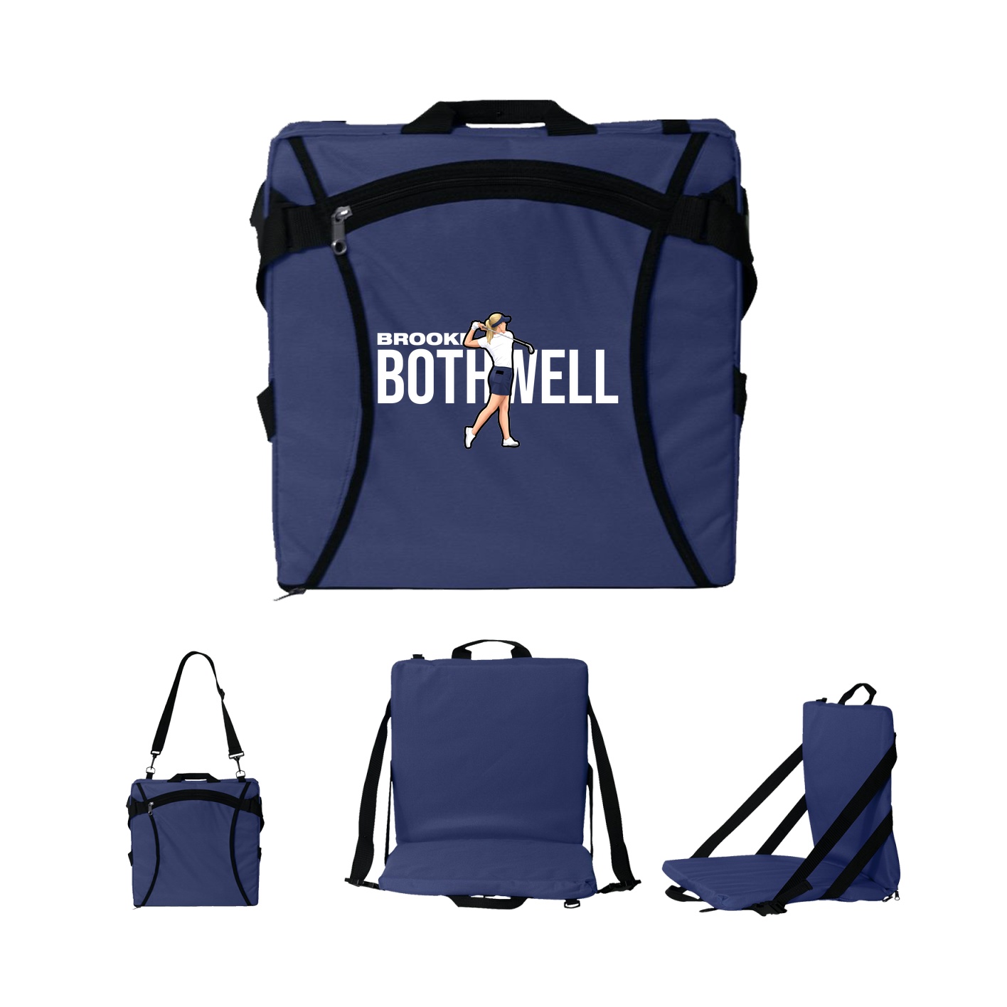 Folding Stadium Seat — Player Name in Navy