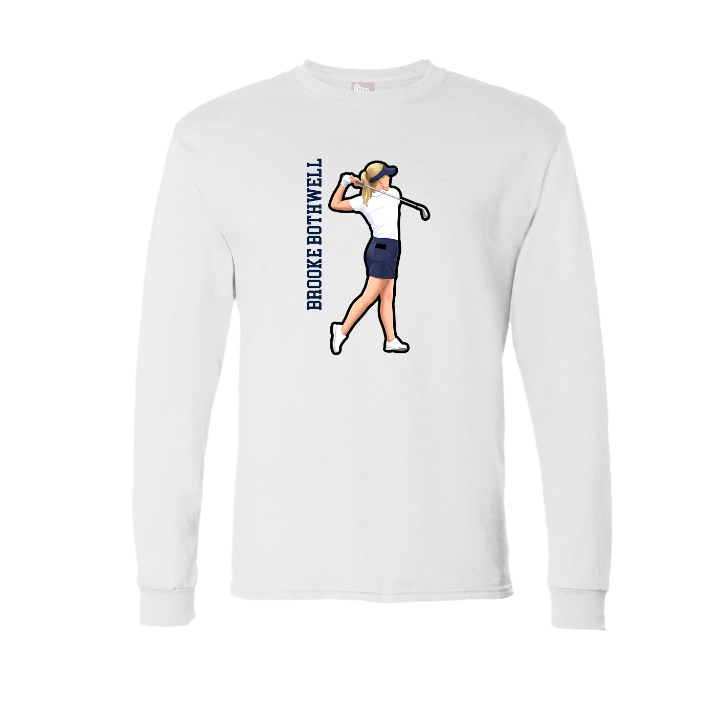 Long Sleeve Tee — Name Vertical in White