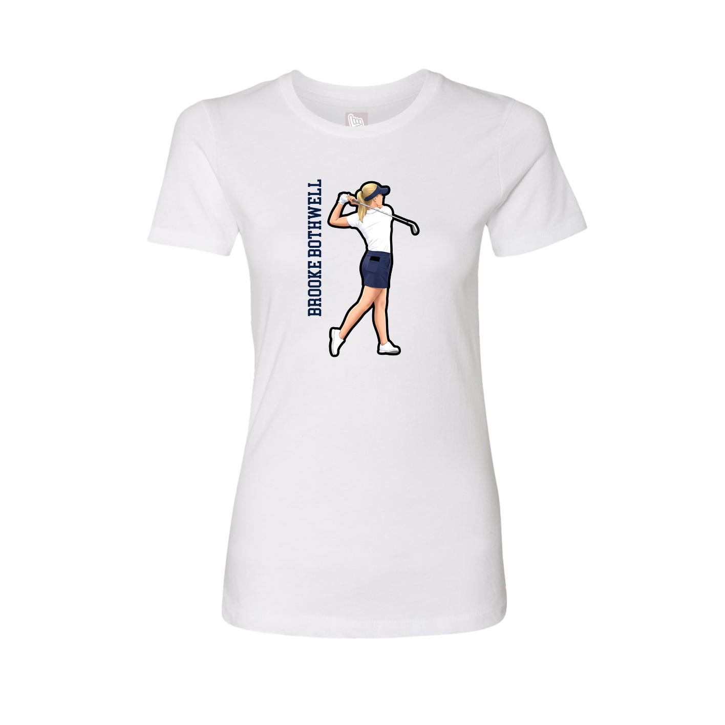 Womens Tee — Name Vertical in White