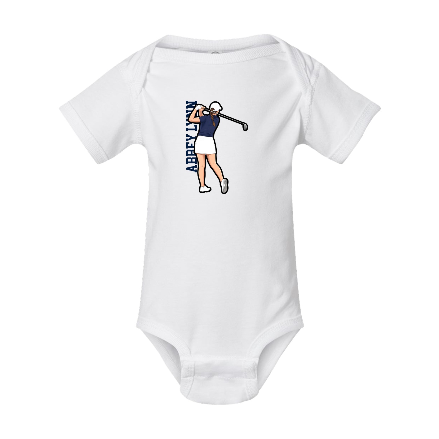 Baby Onesie — Name Vertical in White