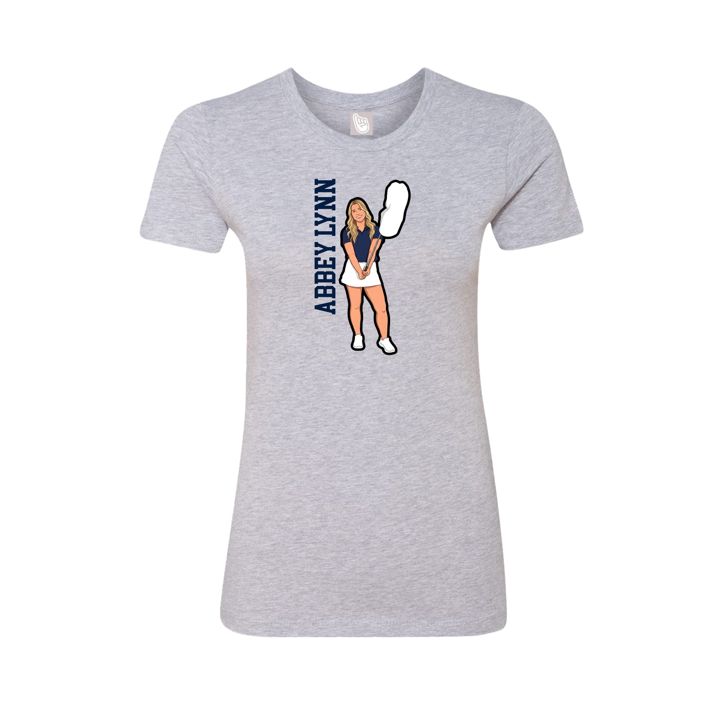 Fitted Women's Tee — Name Vertical in Grey