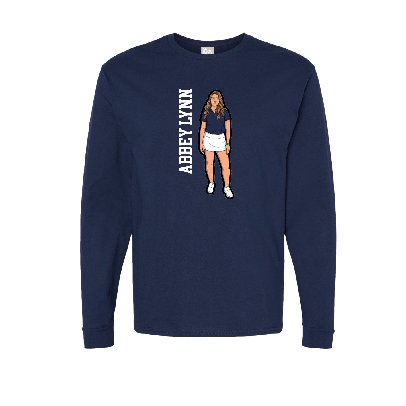 Long Sleeve Tee — Name Vertical in Navy