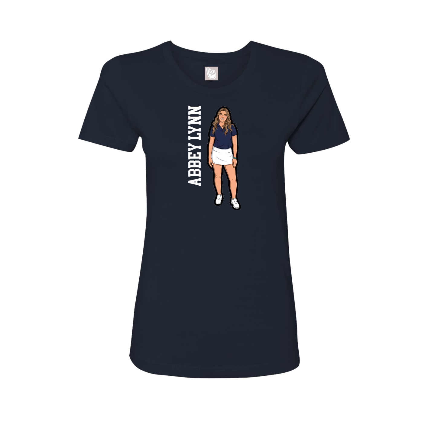 Fitted Women's Tee — Name Vertical in Navy