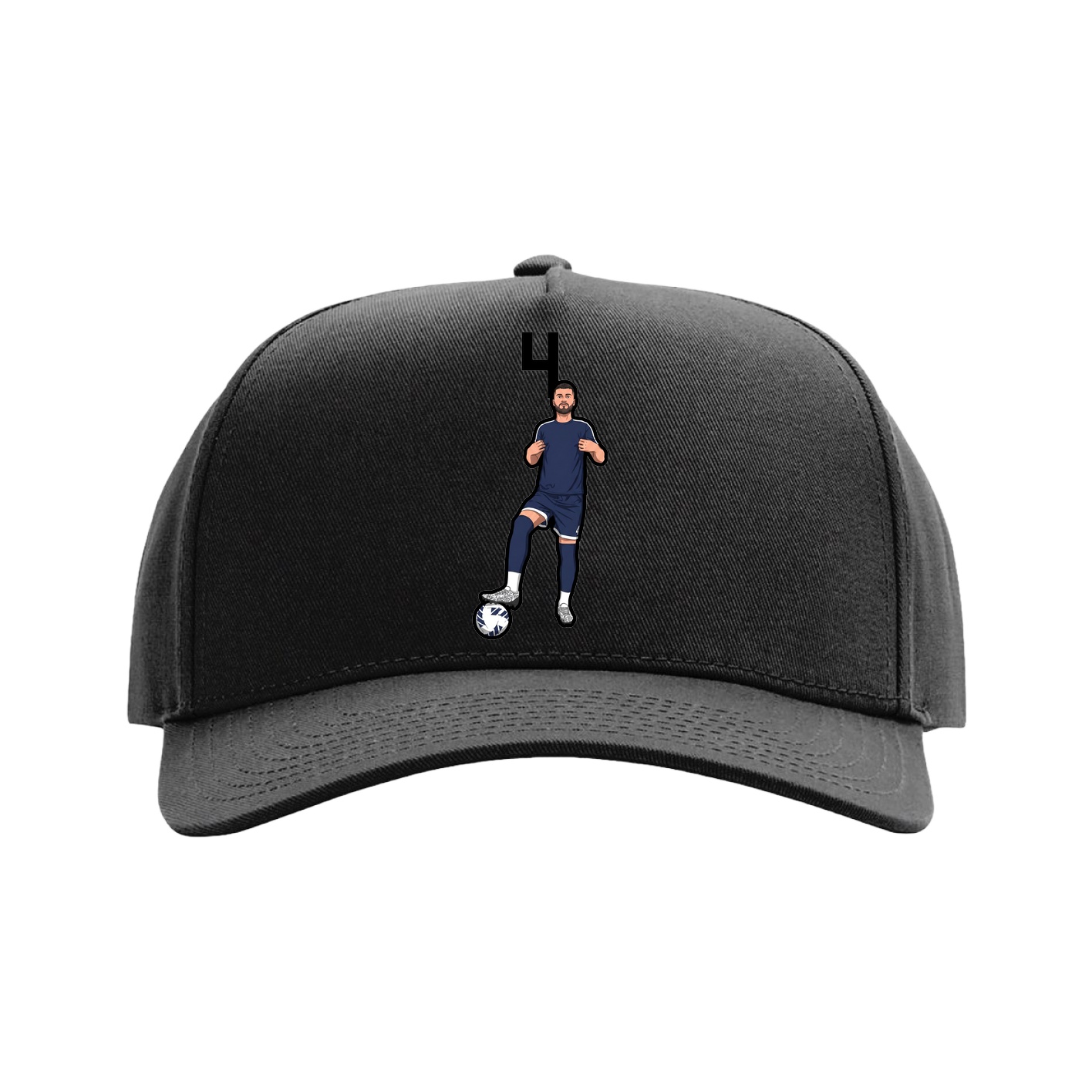 Full Fabric Five-Panel Champ Cap — Number Top in Black