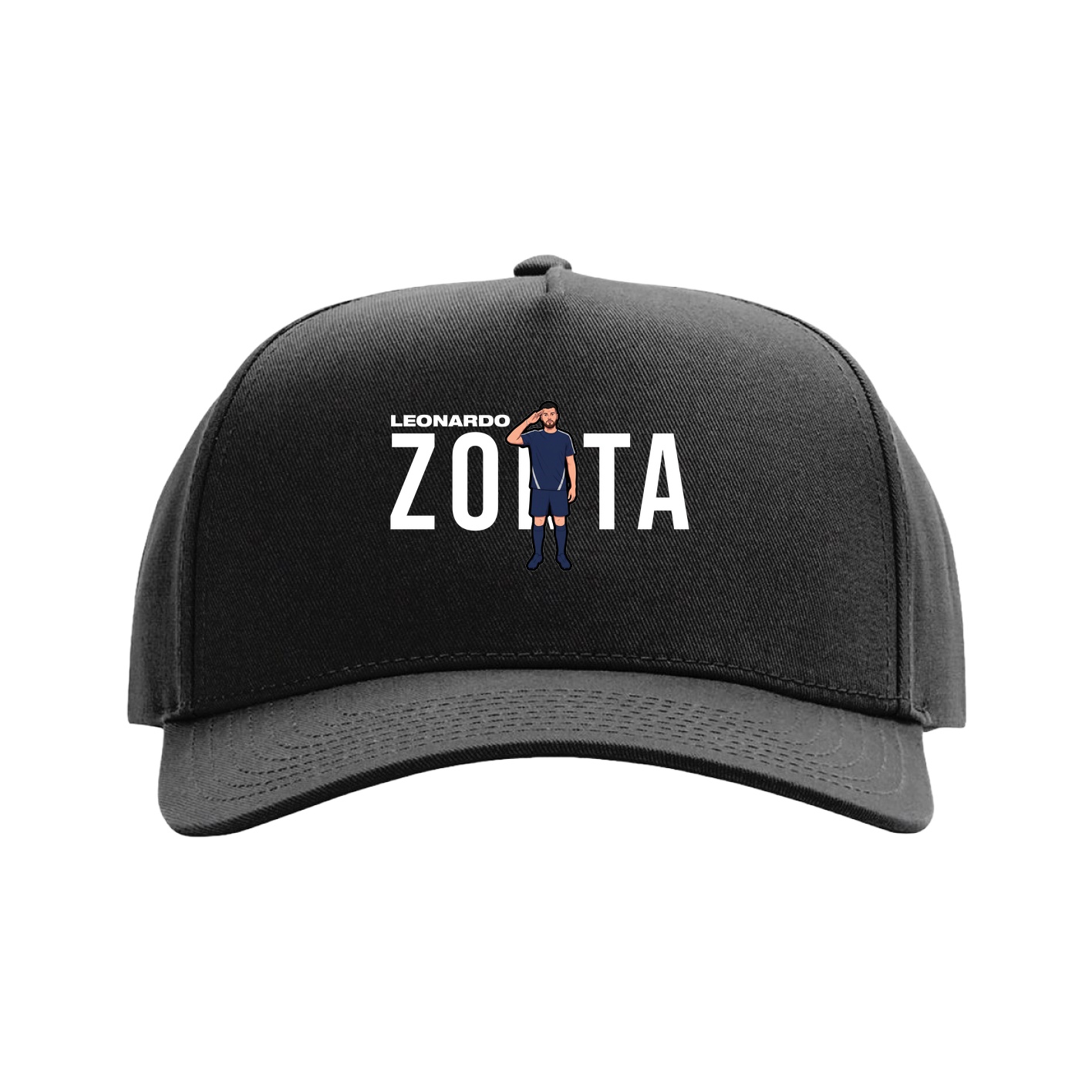 Full Fabric Five-Panel Champ Cap — Player Name in Black