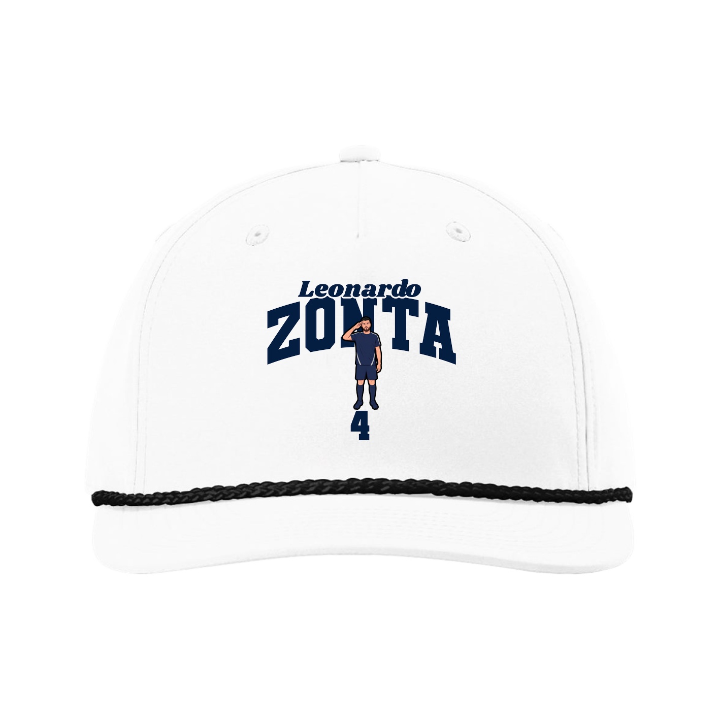 Five-Panel Classic Rope Cap — Signature Arch in White