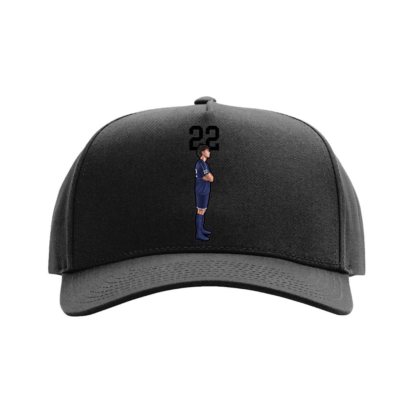 Full Fabric Five-Panel Champ Cap — Number Top in Black