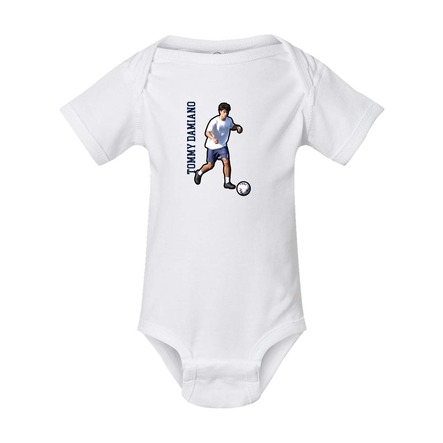 Baby Onesie — Name Vertical in White