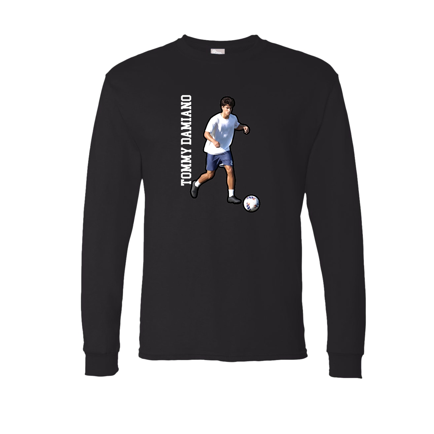 Long Sleeve Tee — Name Vertical in Black